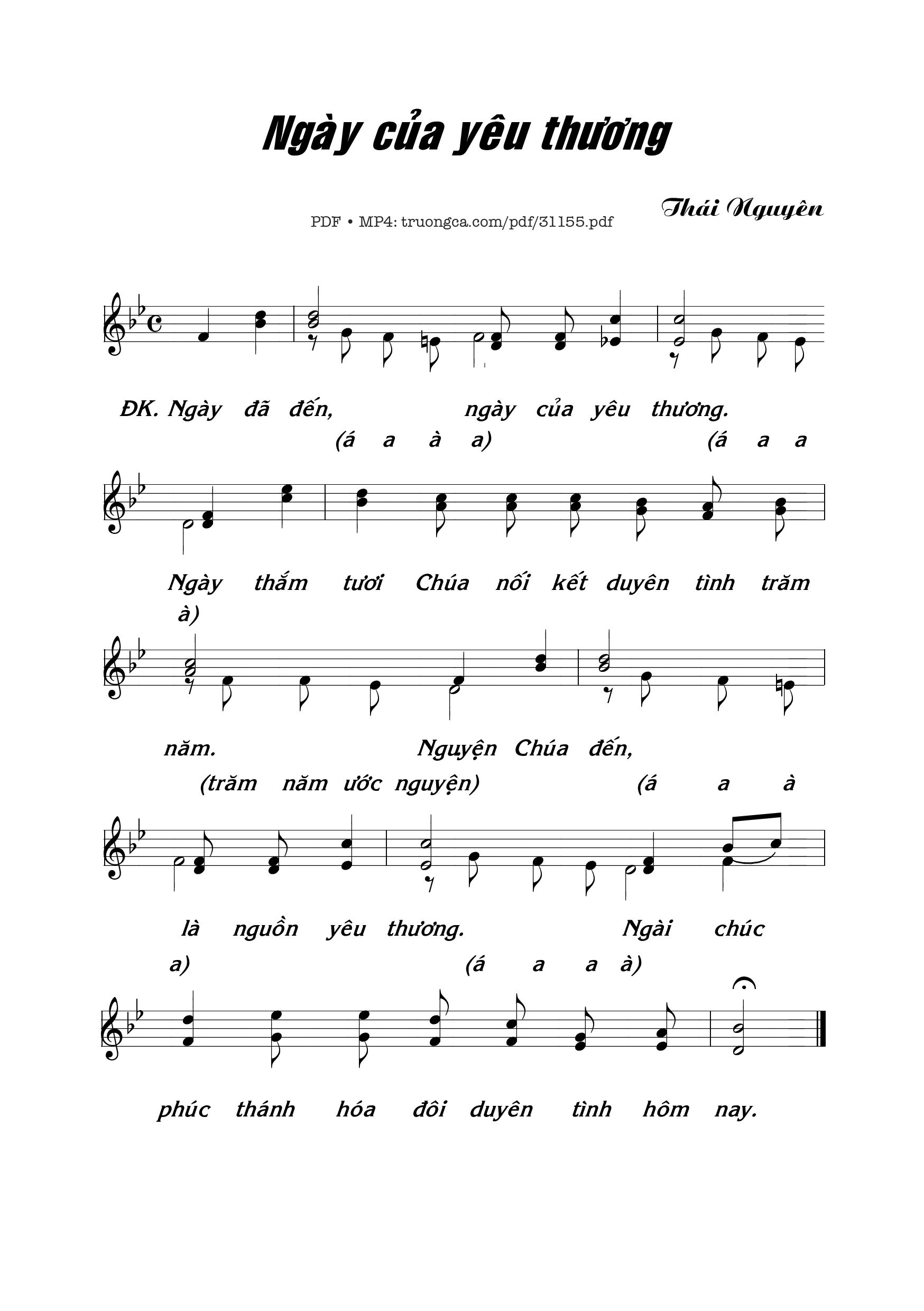 Sheet nhạc PDF bài Ngày của yêu thương
