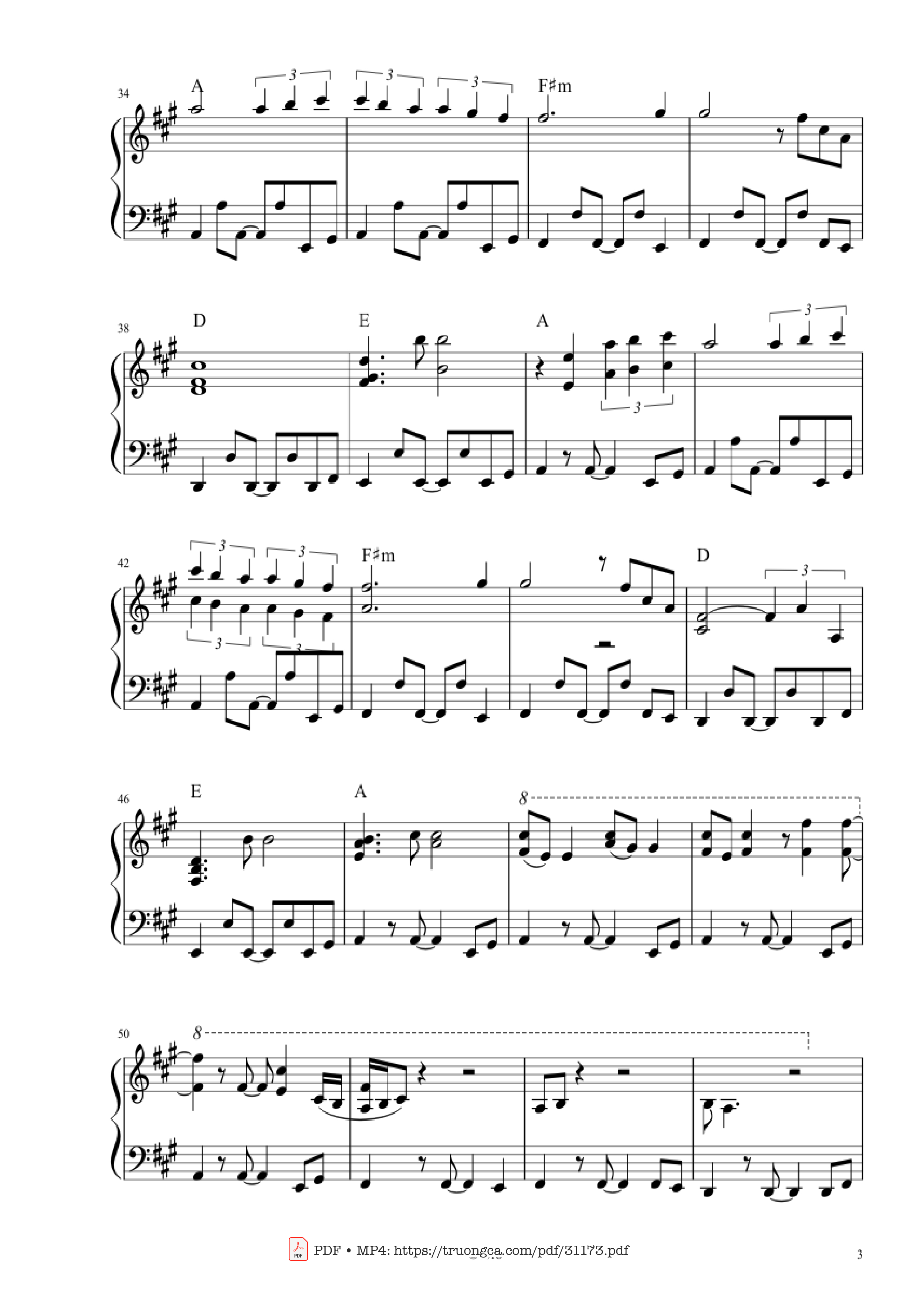 Trang 3 của Sheet nhạc PDF bài hát Stand by me Piano - Benjamin Earl King