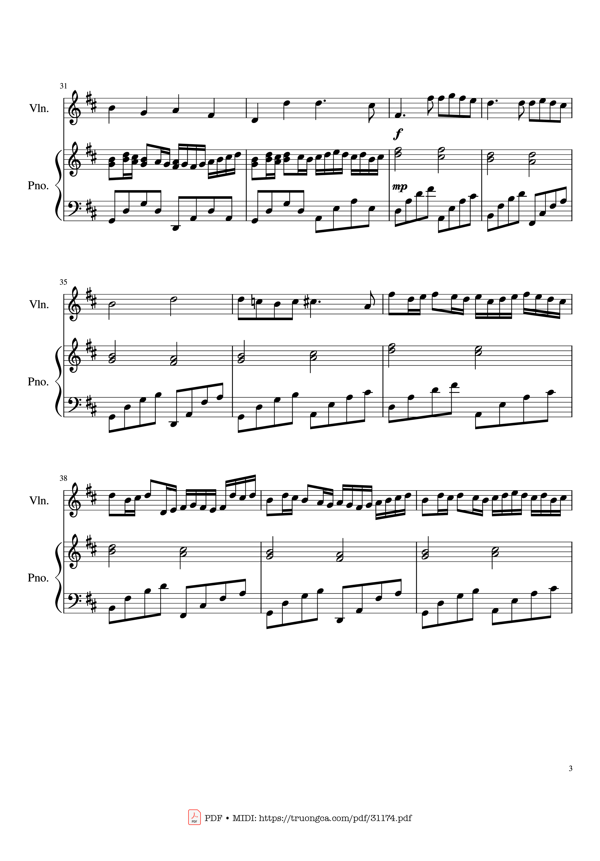 Trang 3 của Sheet nhạc PDF Piano bài hát Canon in D major Piano Violin - Pachelbel