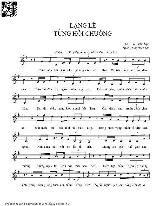 Sheet nhạc Lặng lẽ từng hồi chuông