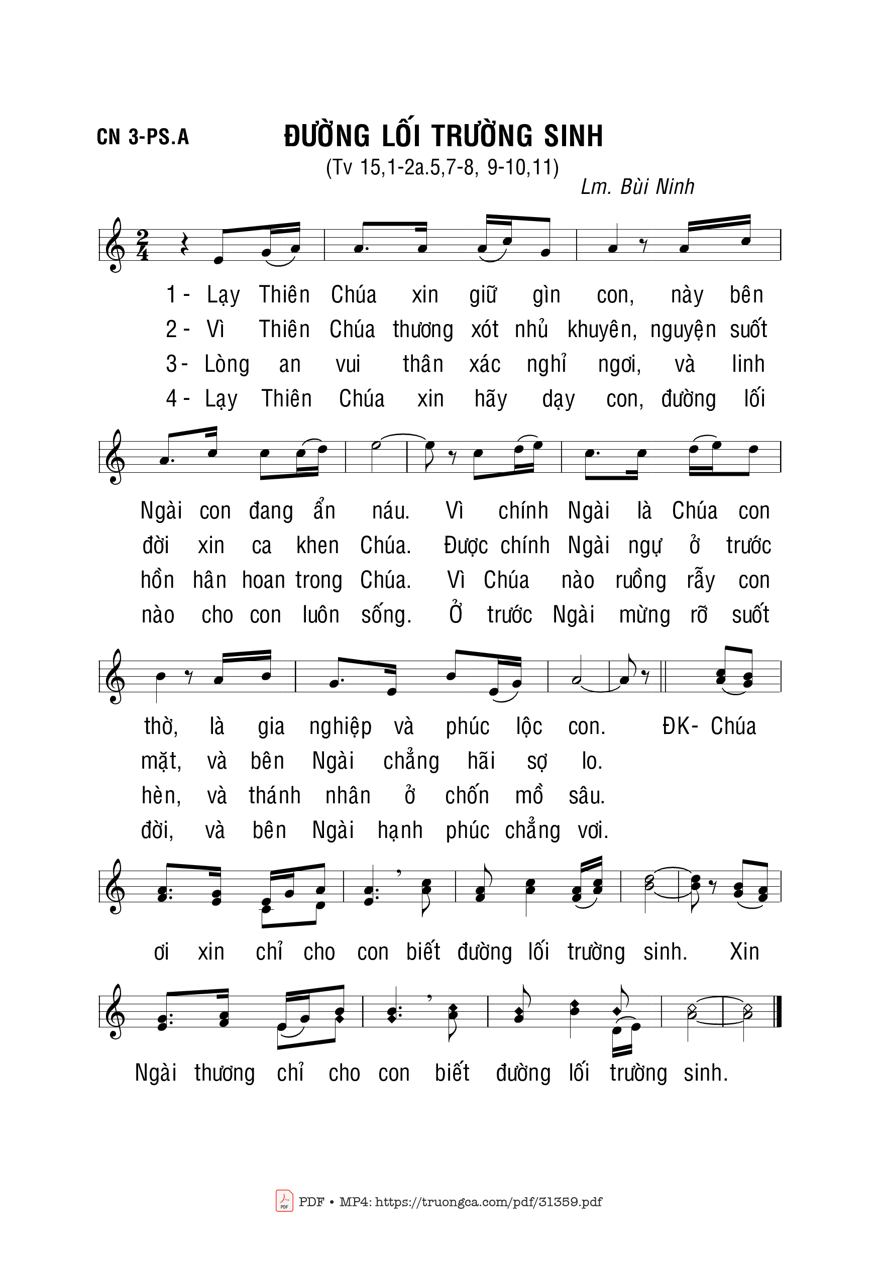 Sheet nhạc PDF bài Đường Lối Trường Sinh