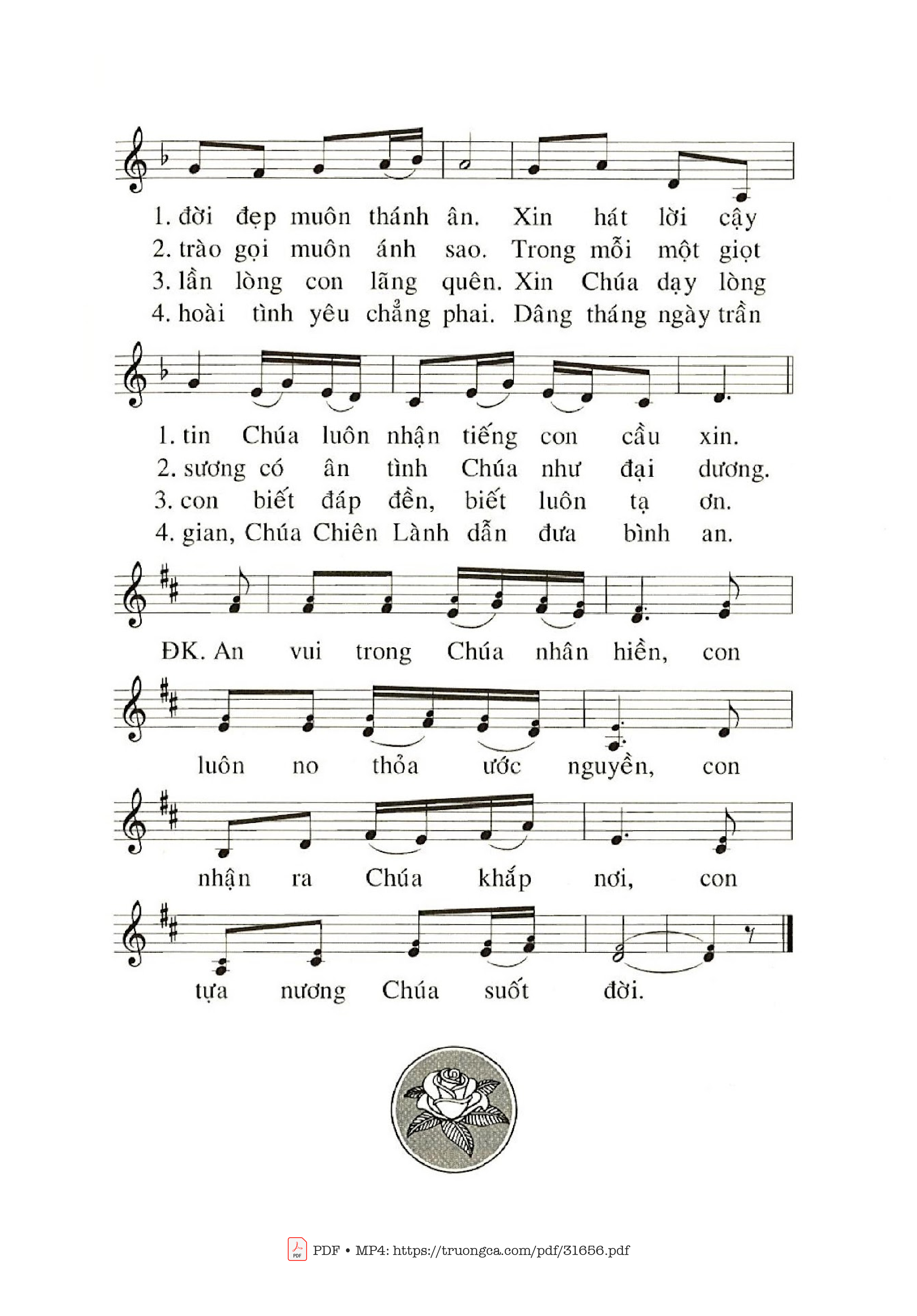 Trang 2 của Sheet nhạc PDF bài hát Bài Ca Tạ Ơn - Phanxico