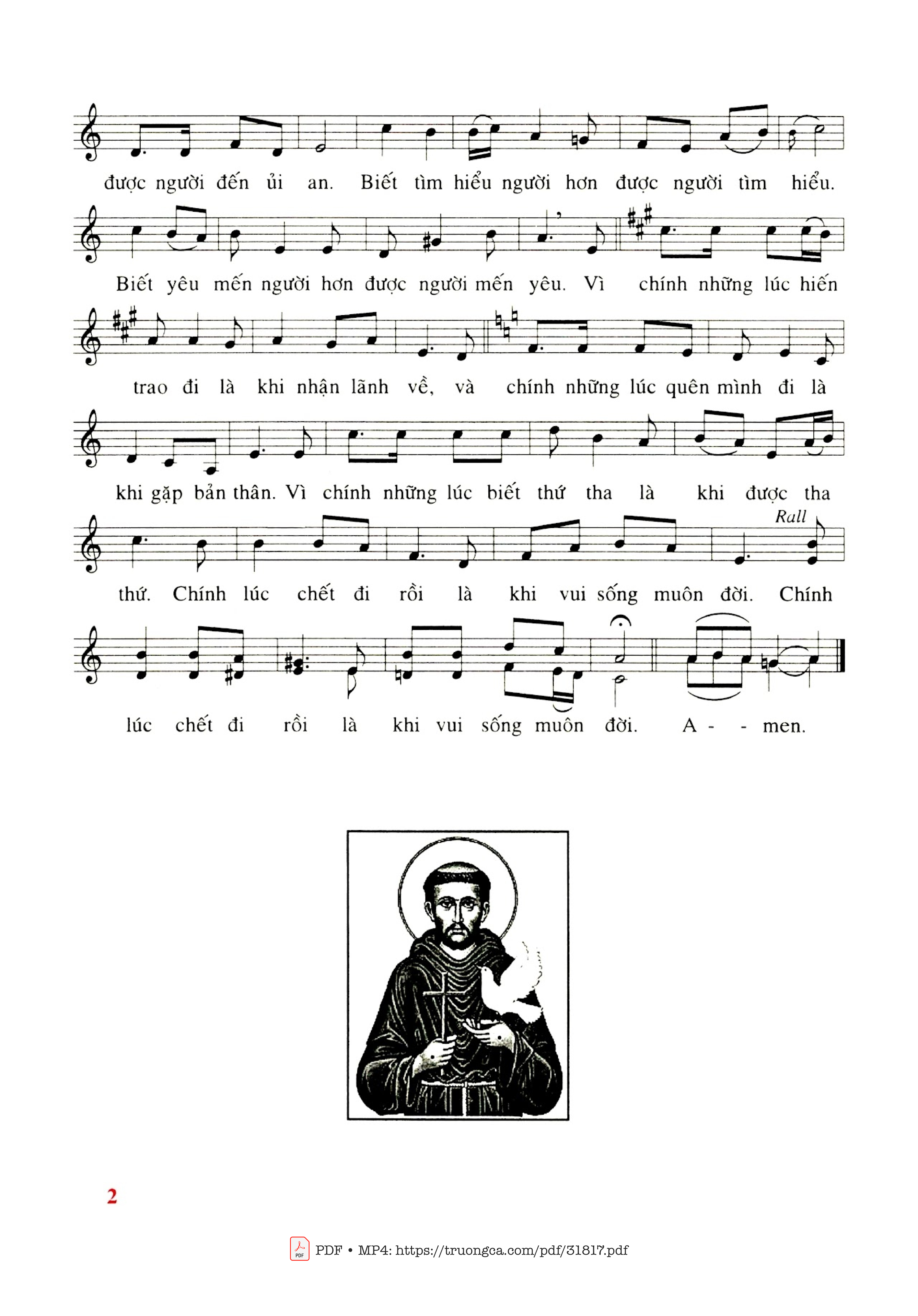 Trang 2 của Sheet nhạc PDF bài hát Xin Làm Khí Cụ Bình An - Phanxico