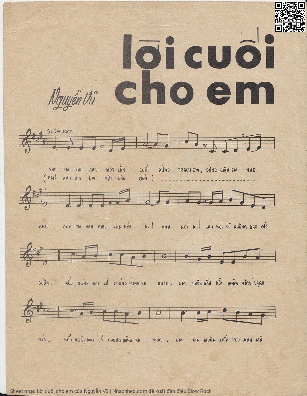 Trang 2 của Sheet nhạc PDF bài hát Lời cuối cho em - Nguyễn Vũ, 1.  Em, anh xin em một lần  cuối. Đừng trách  anh đừng  giận anh nhé  em Em, anh van em, em nói  đi