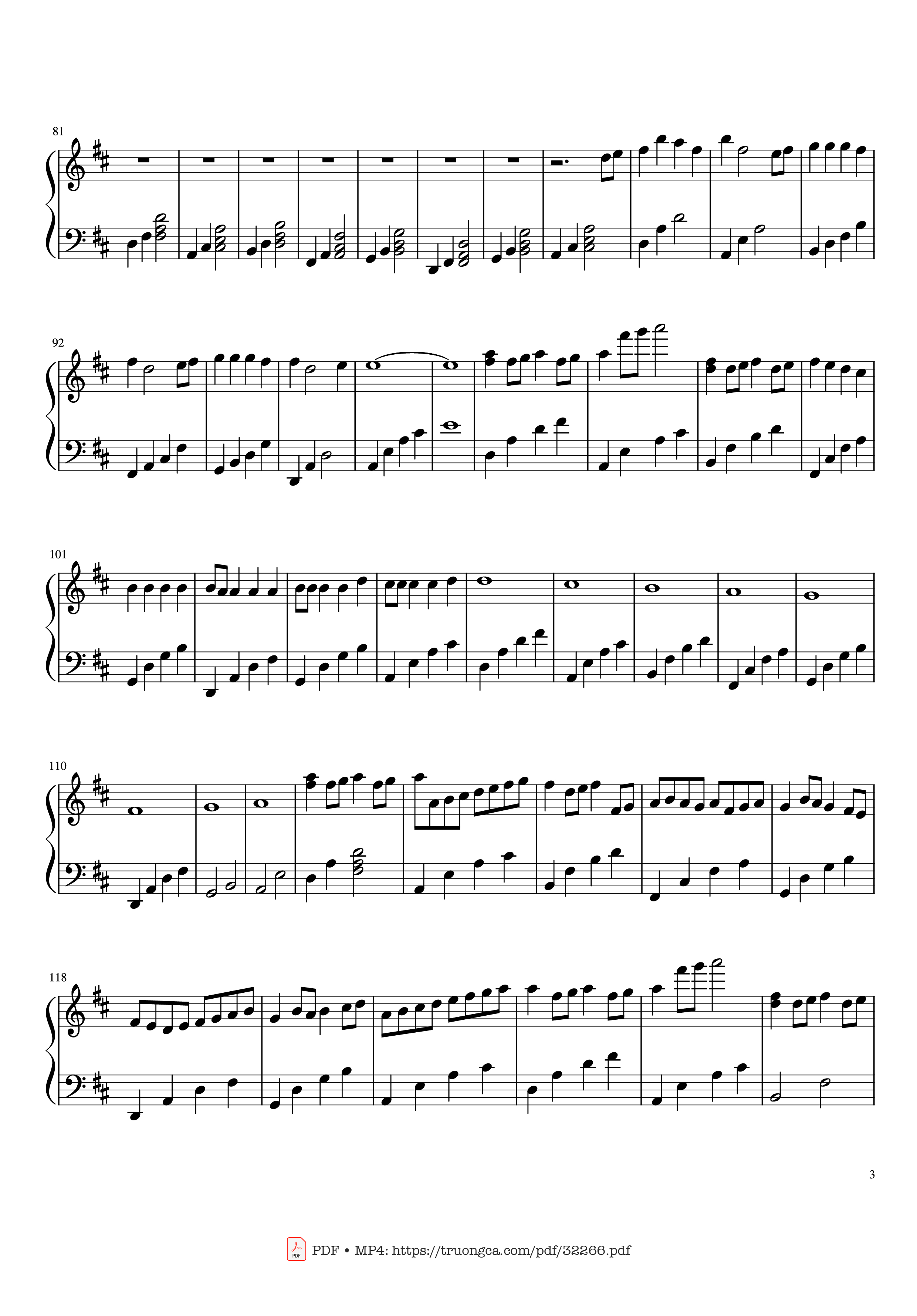 Trang 3 của Sheet nhạc PDF Piano bài hát Beautiful in White + Canon in D + Memories + Ode to Joy Piano - Jun Sern