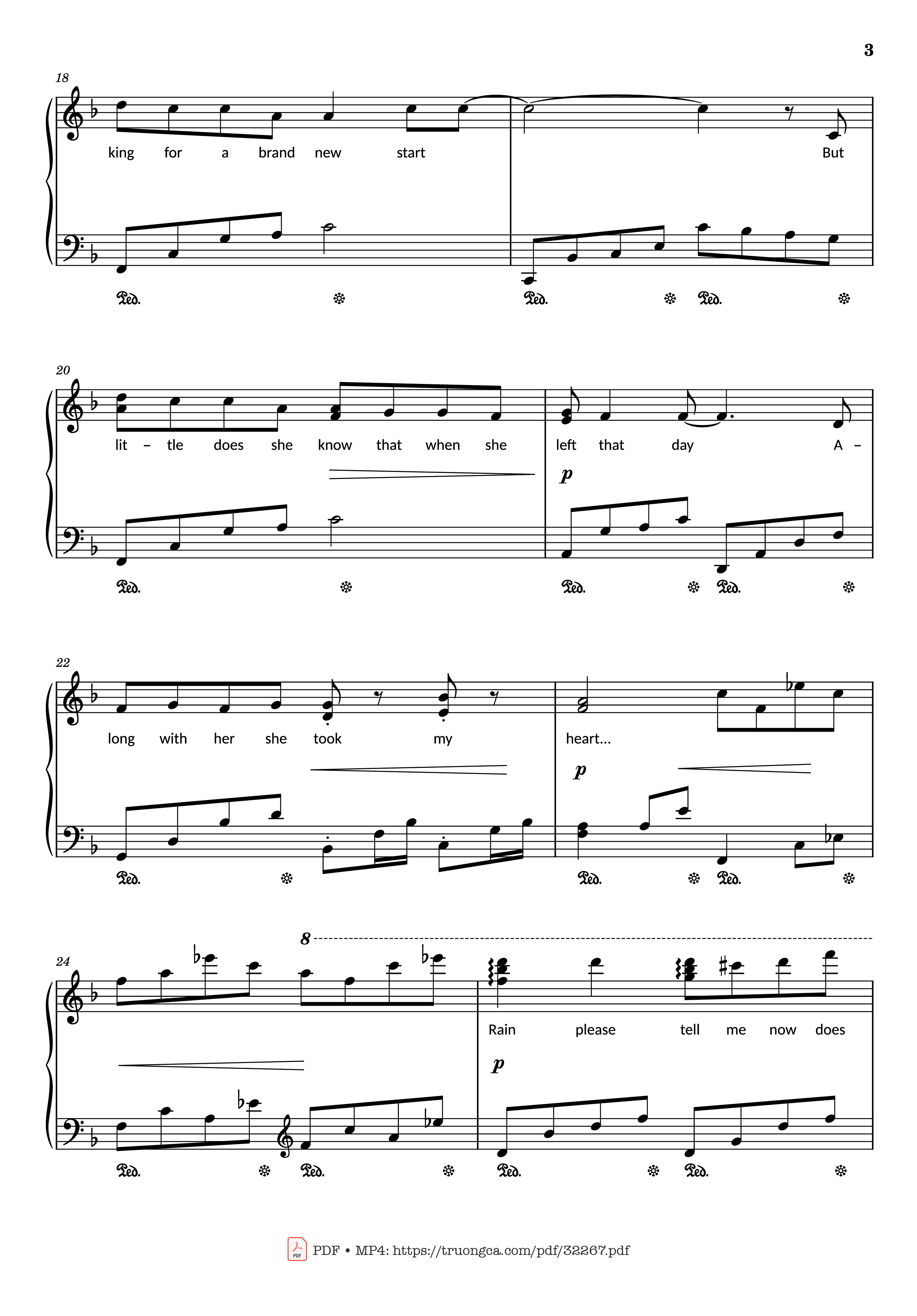 Trang 3 của Sheet nhạc PDF bài hát Rhythm of the rain Piano - John Claude Gummoe