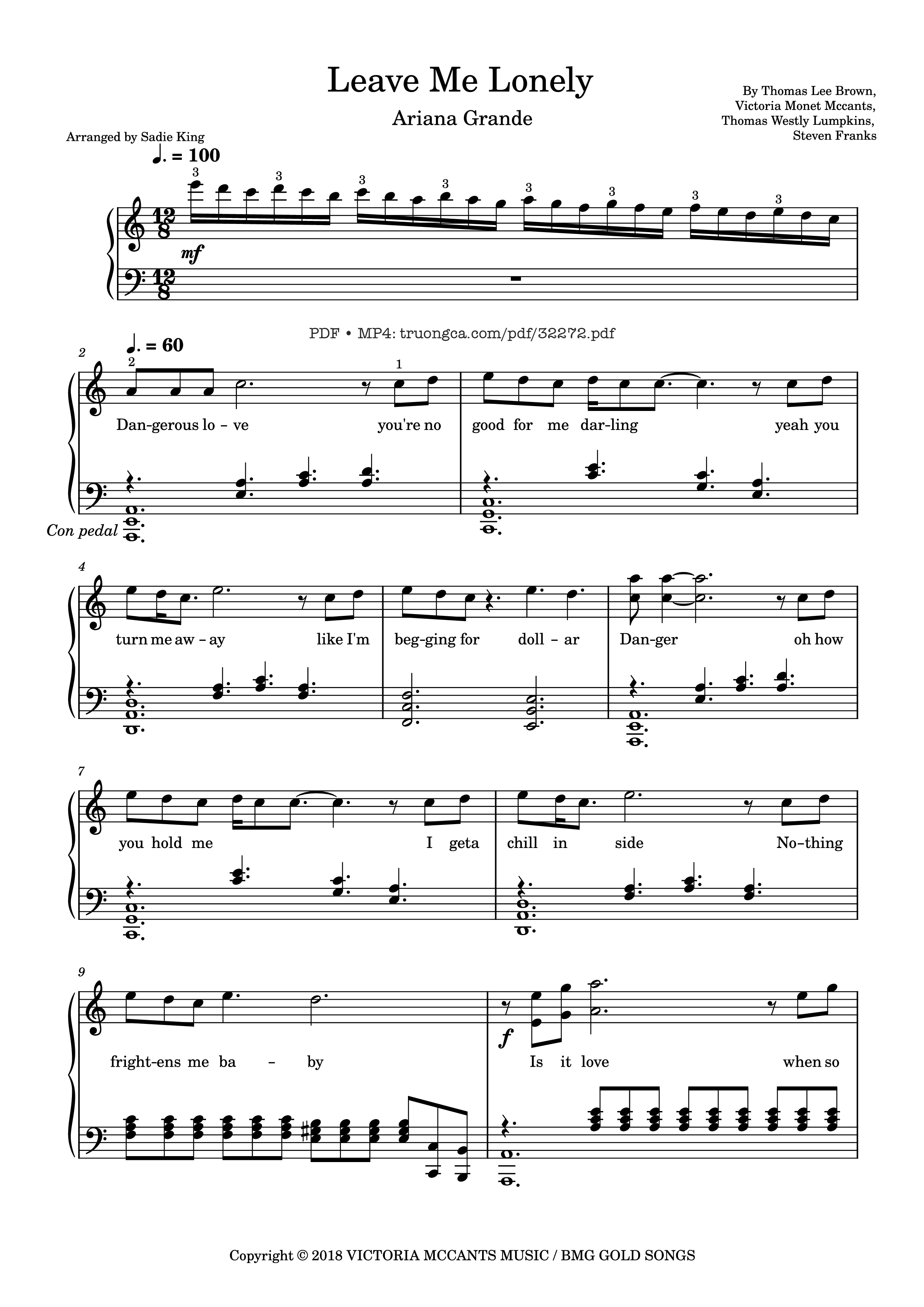 Sheet nhạc PDF bài Leave Me Lonely Piano