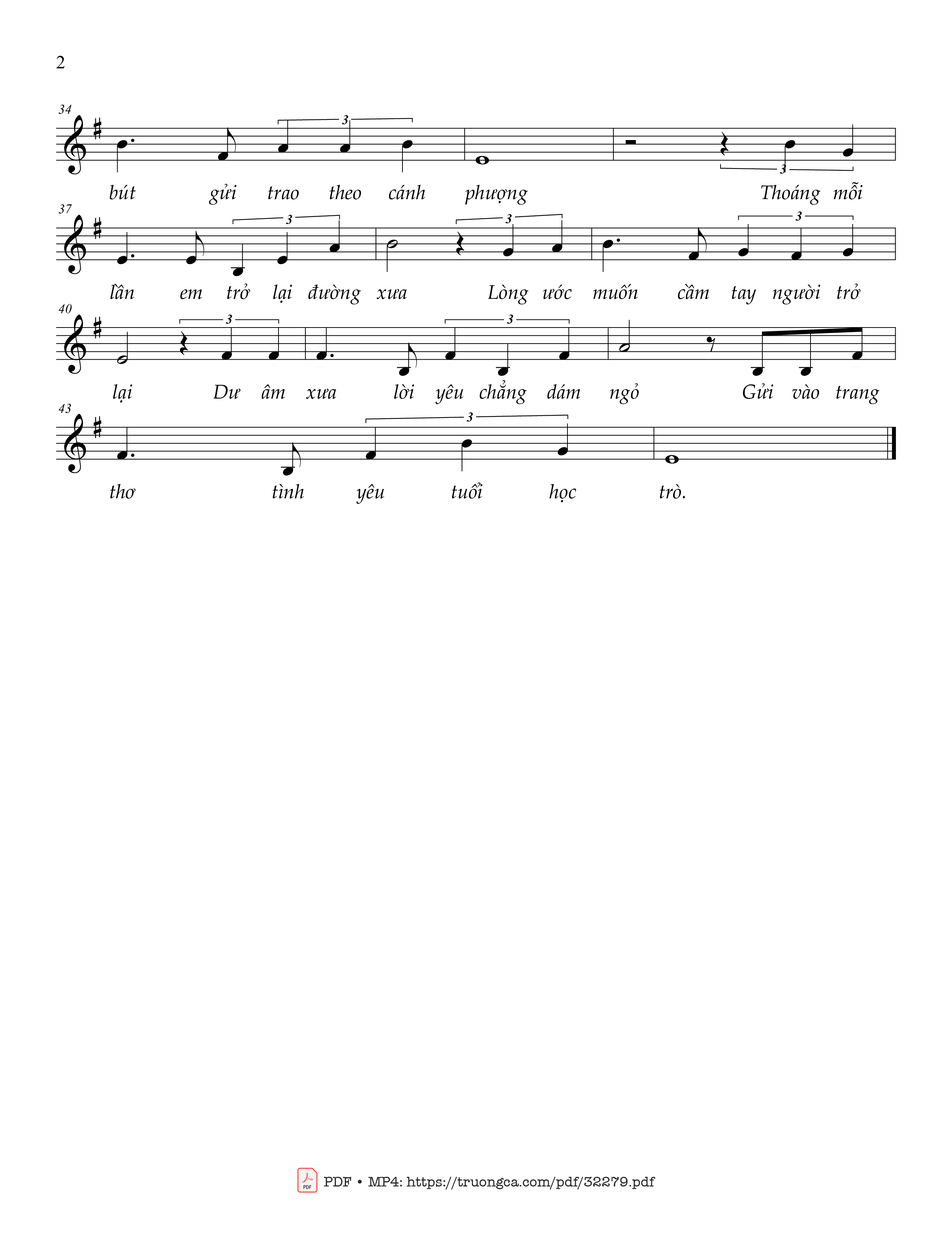 Trang 2 của Sheet nhạc PDF bài hát Một thời thương nhớ - Lê Thúy Hằng