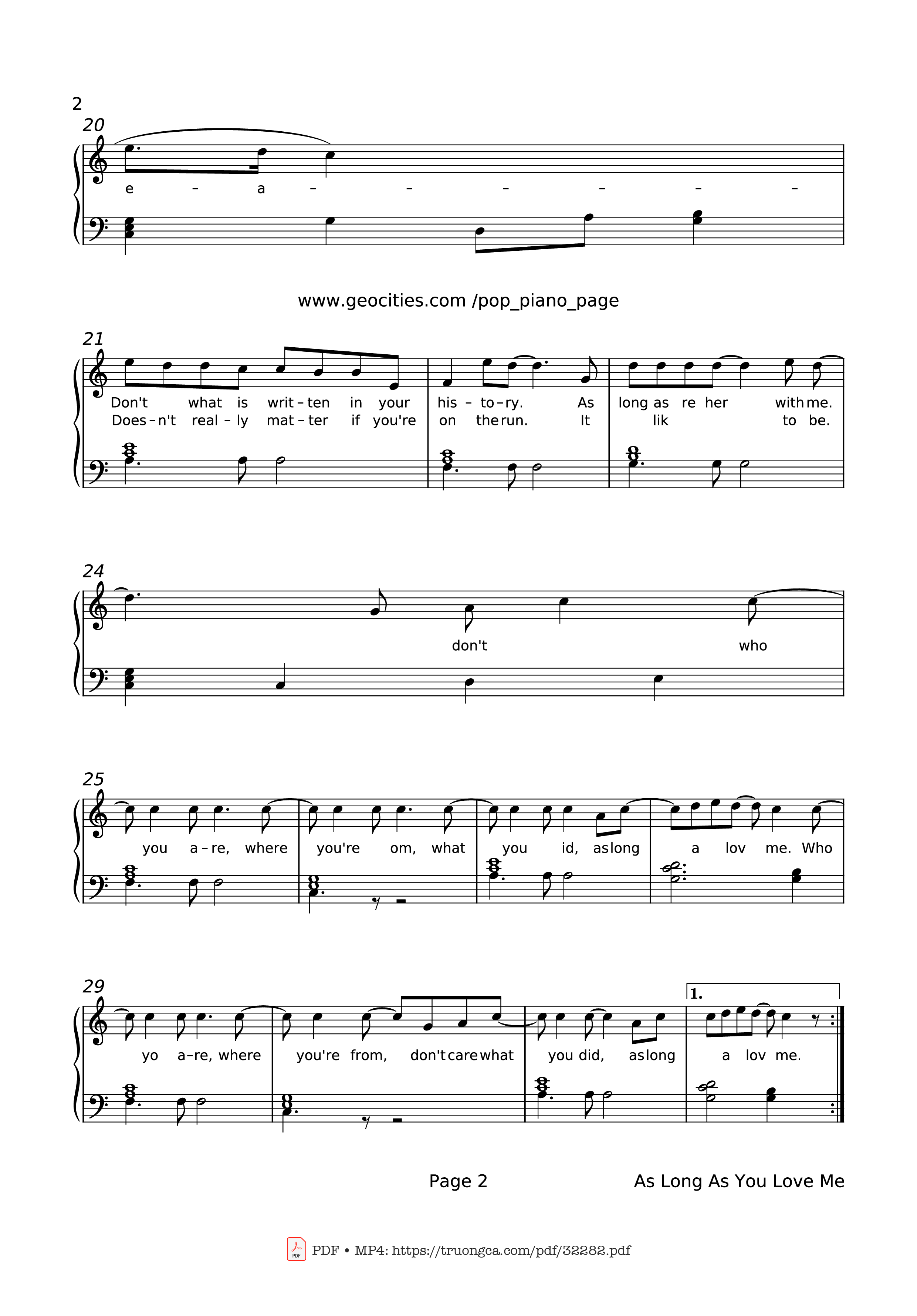 Trang 2 của Sheet nhạc PDF Piano bài hát As Long As You Love Me Piano - Backstreet Boys