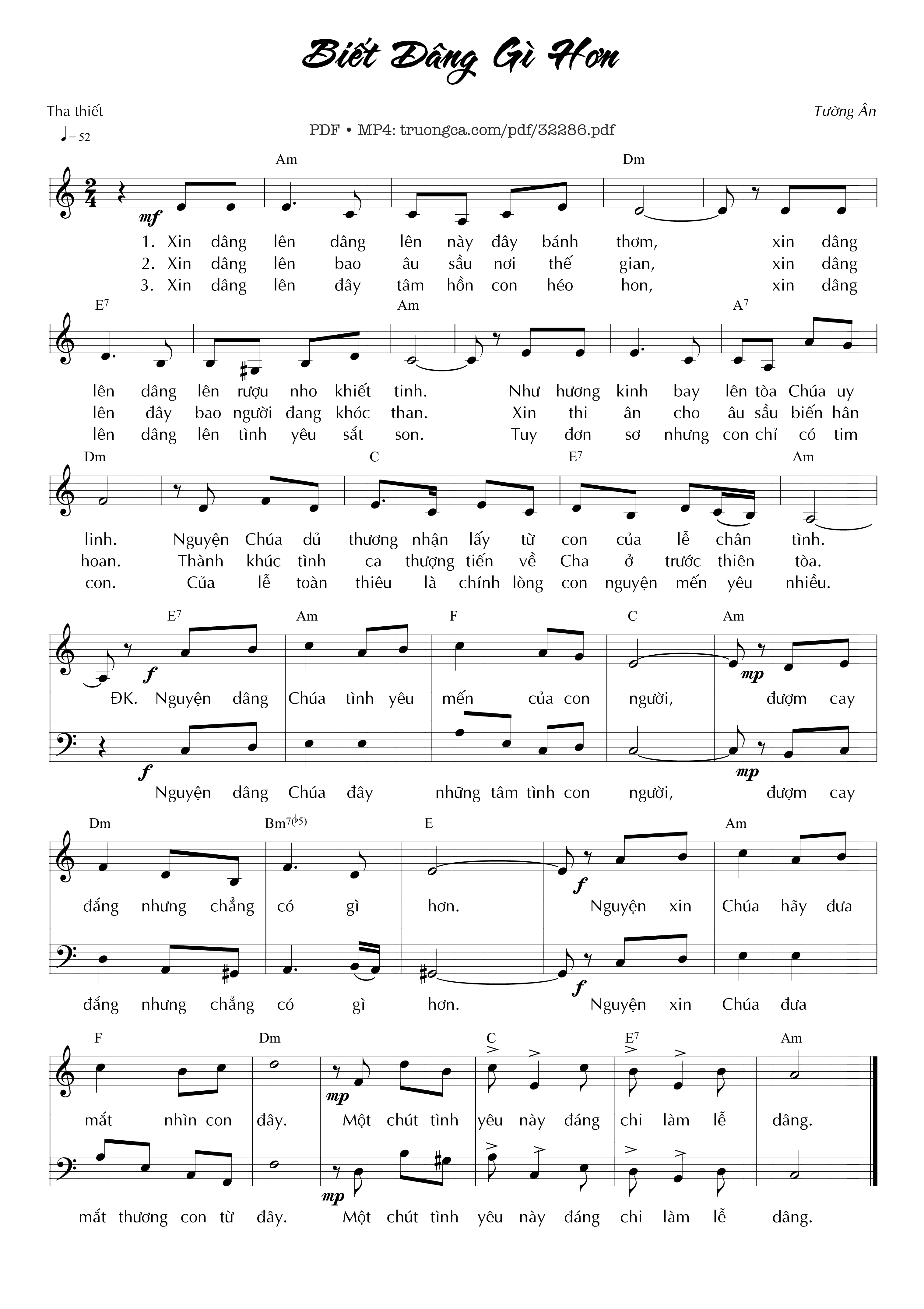 Sheet nhạc PDF bài Biết Dâng Gì Hơn