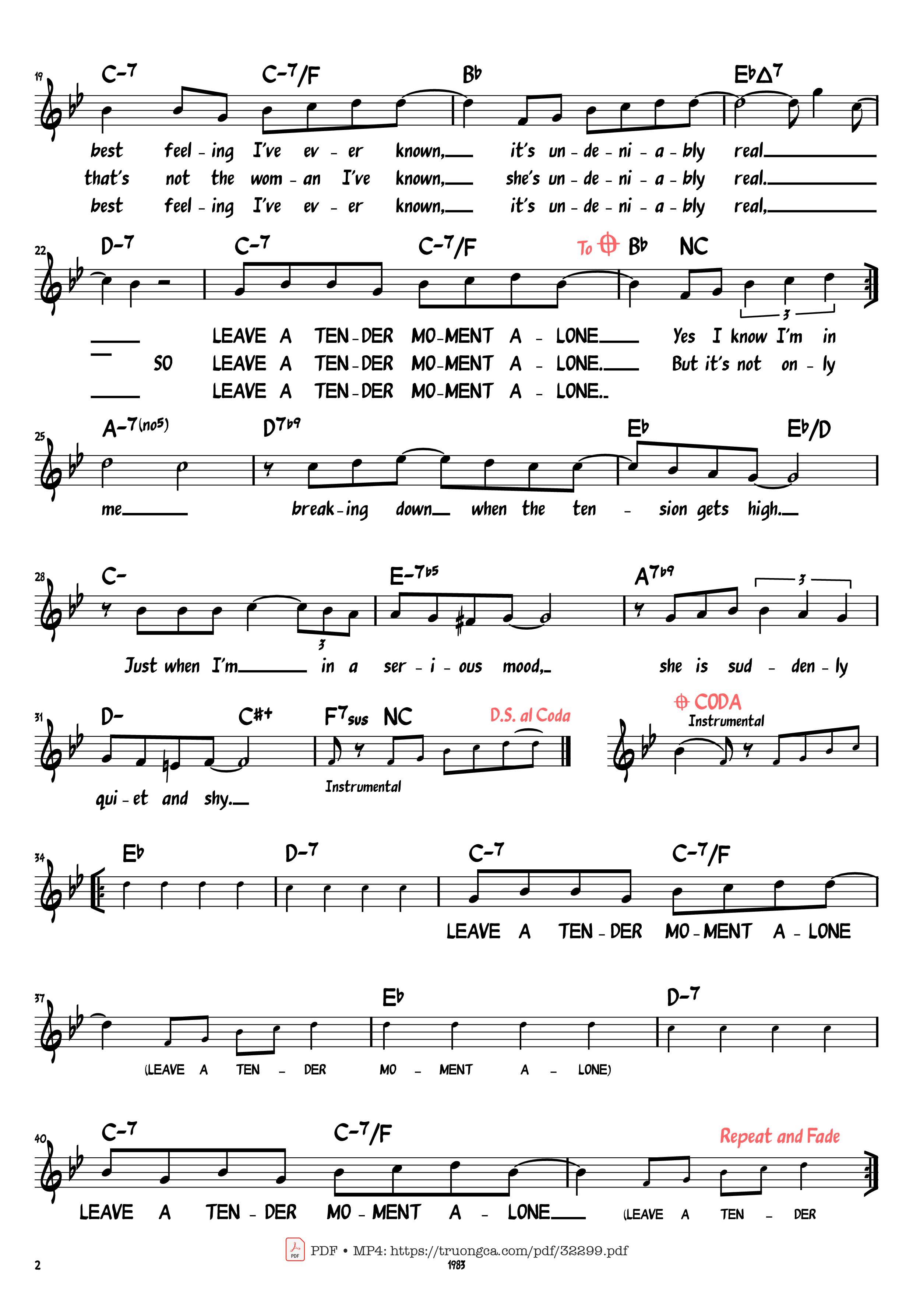 Trang 2 của Sheet nhạc PDF Piano bài hát Leave a Tender Moment Alone - Billy Joel