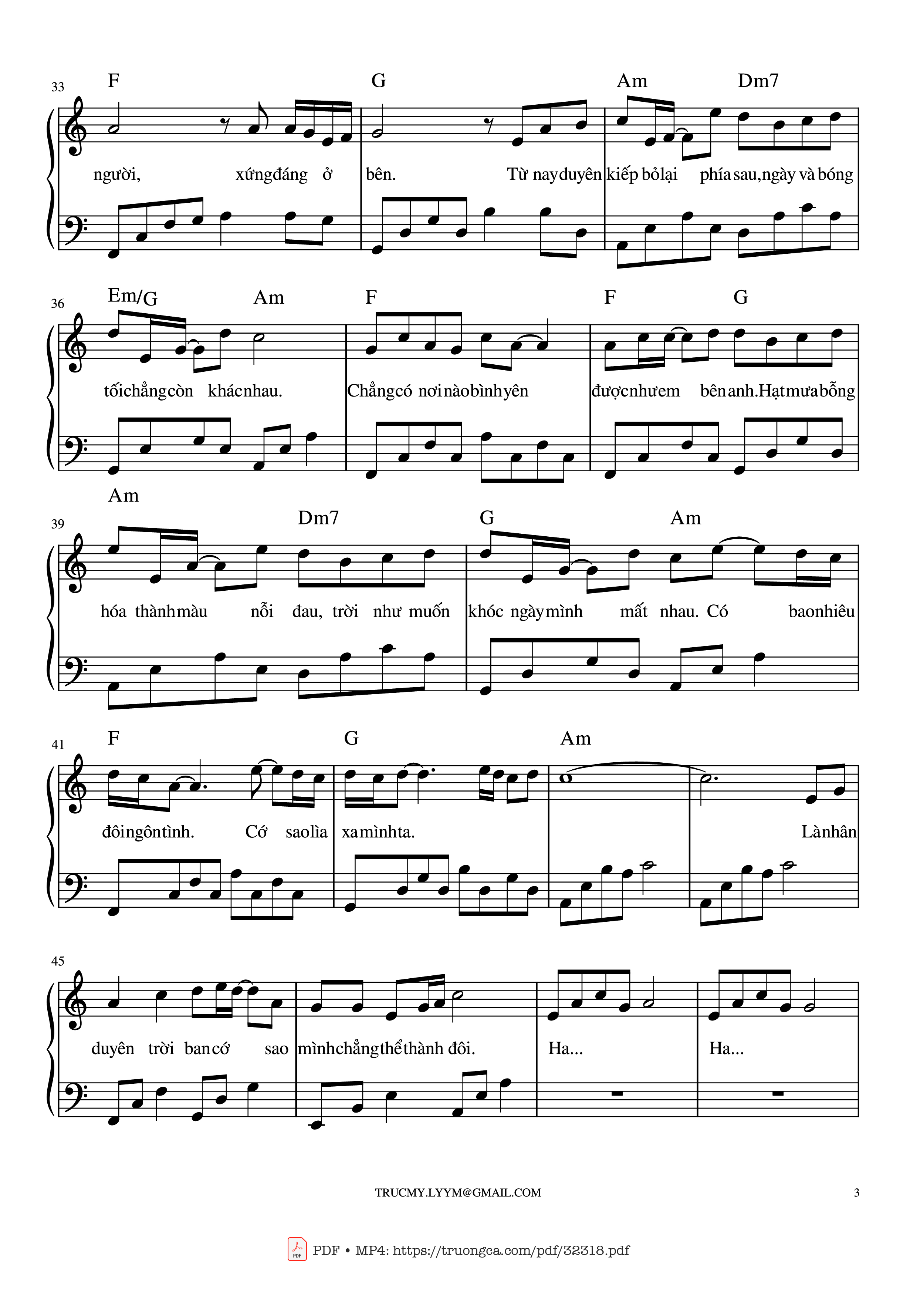 Trang 3 của Sheet nhạc PDF Piano bài hát Một bước yêu, vạn dặm đau Piano - Mr. Siro