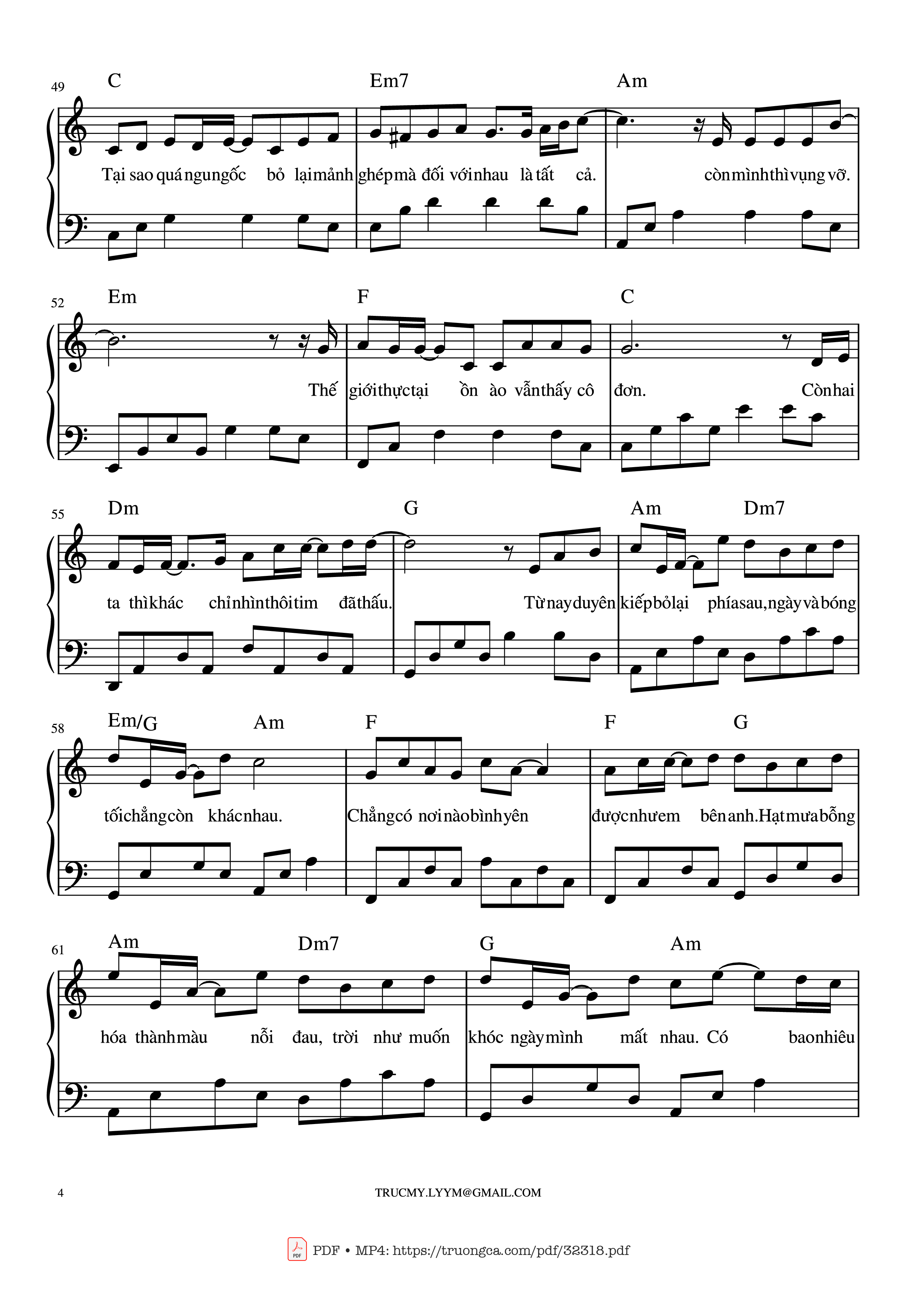 Trang 4 của Sheet nhạc PDF Piano bài hát Một bước yêu, vạn dặm đau Piano - Mr. Siro