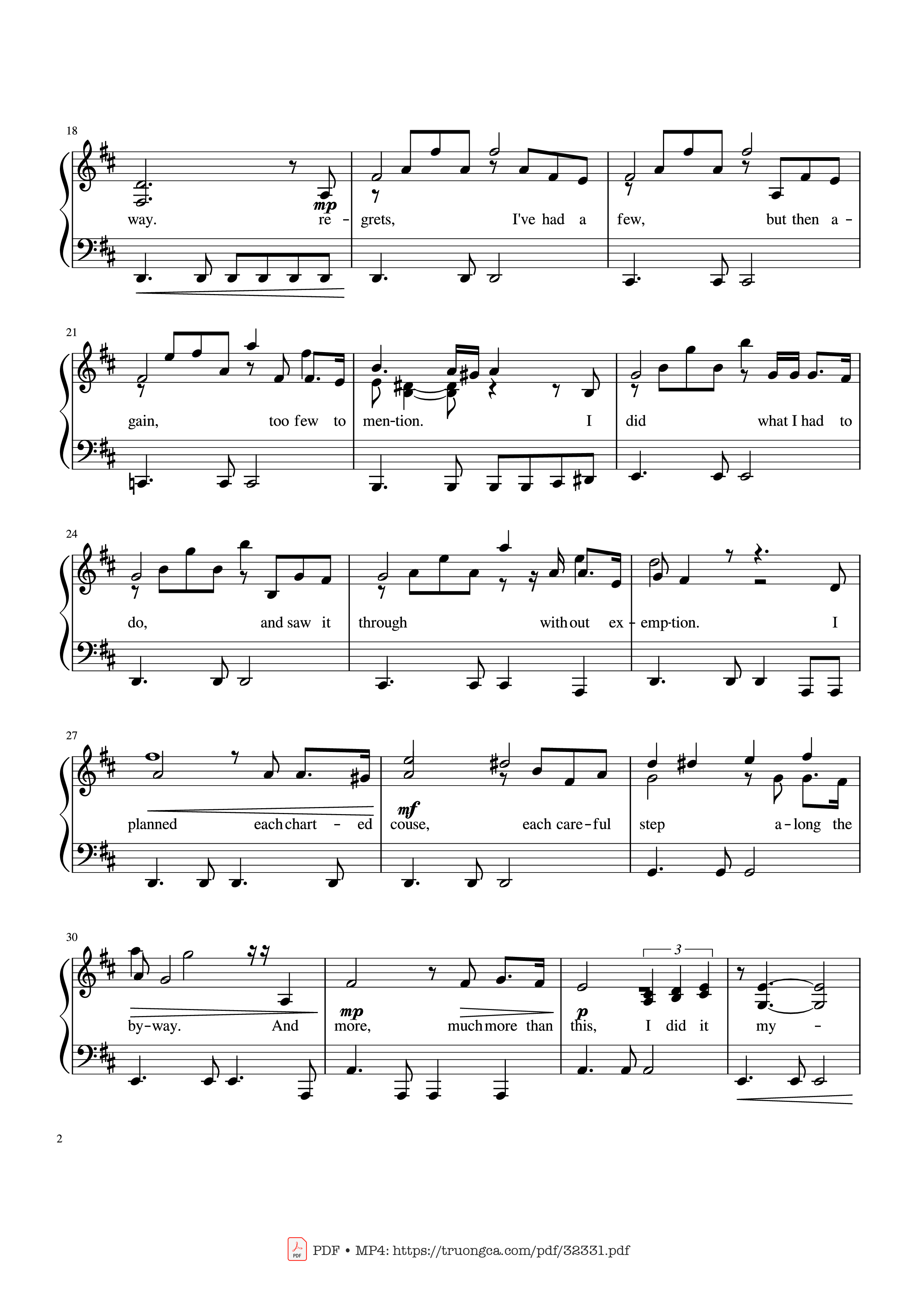 Trang 2 của Sheet nhạc PDF Piano bài hát My Way Piano - Frank Sinatra