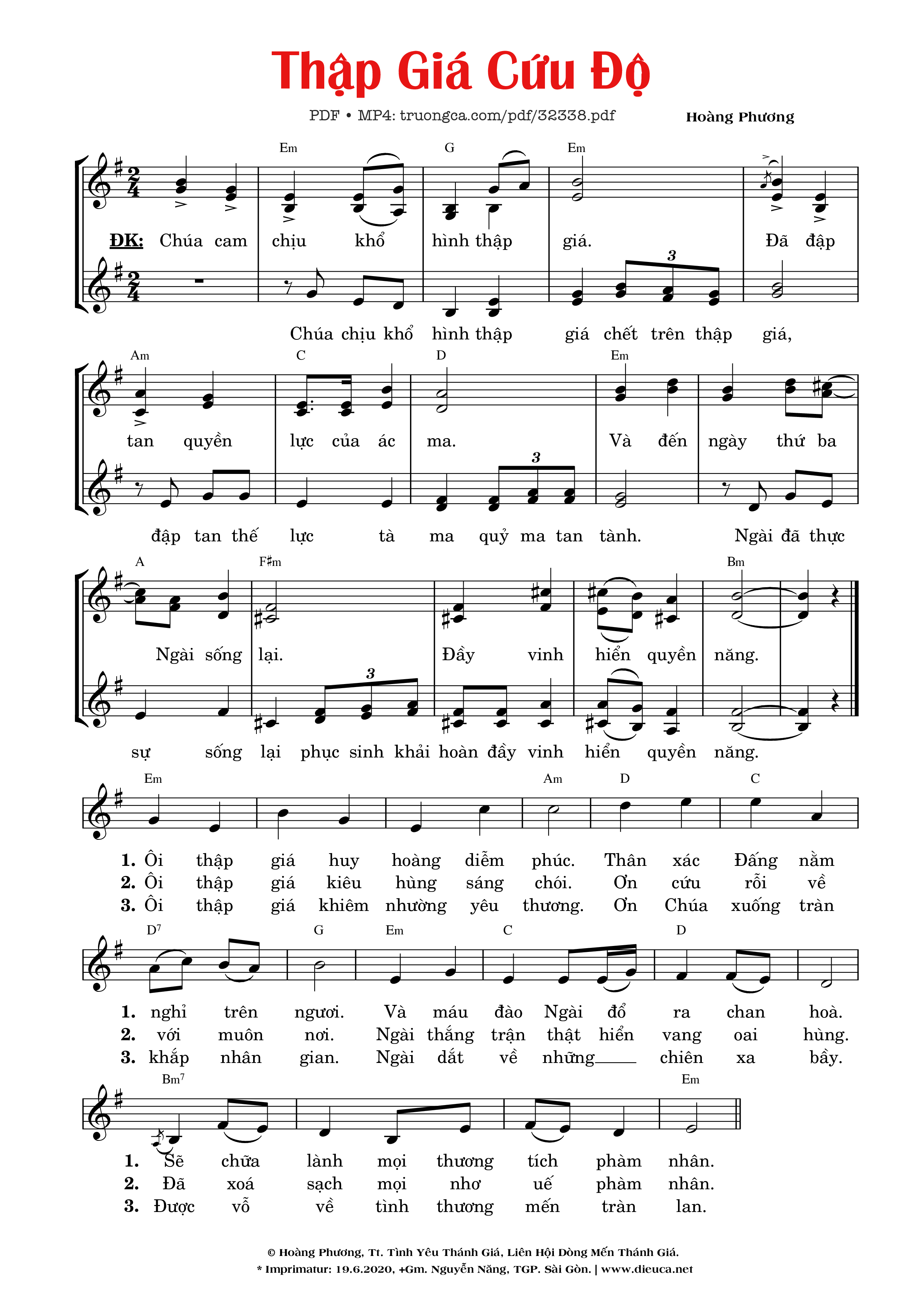 Trang 1 của Sheet nhạc PDF bài hát Thập Giá Cứu Độ - Hoàng Phương