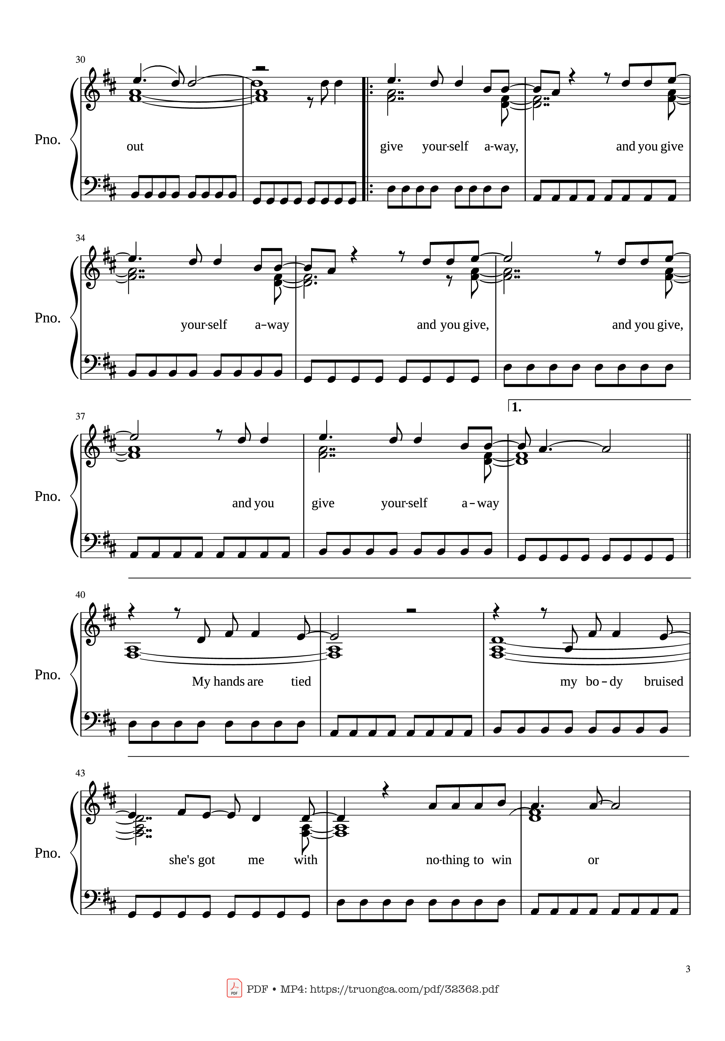 Trang 3 của Sheet nhạc PDF Piano bài hát With or Without You Piano - U2