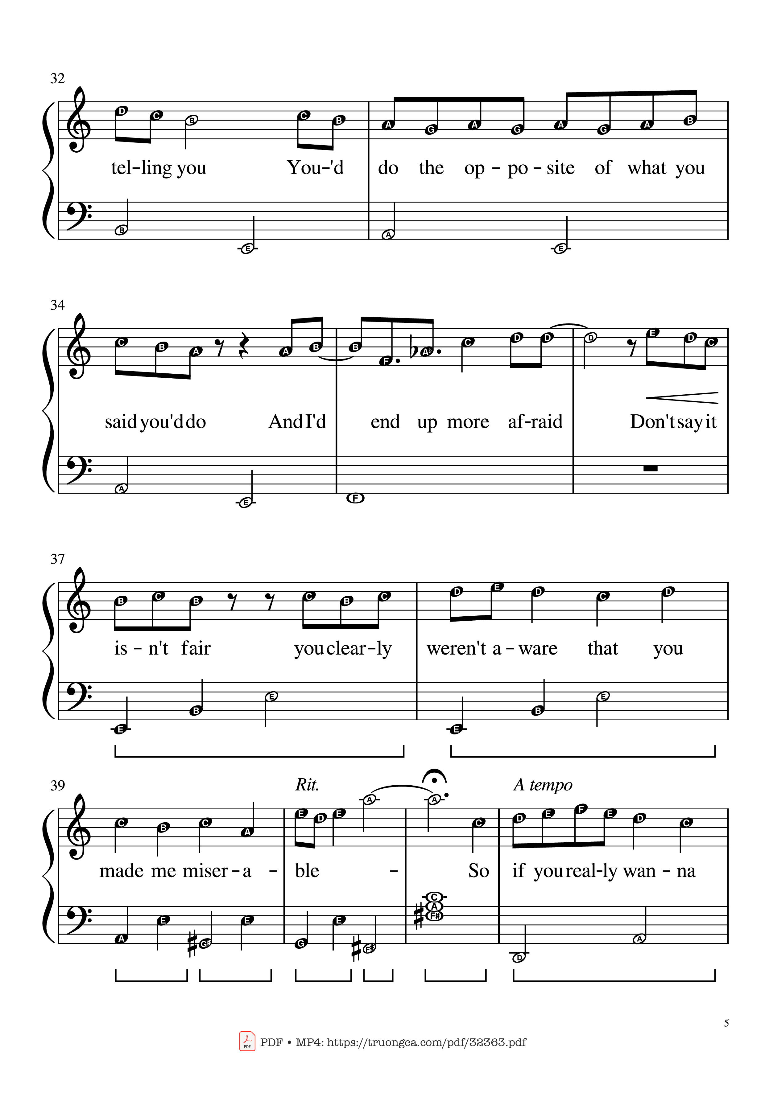 Trang 5 của Sheet nhạc PDF Piano bài hát Happier Than Ever Piano EASY - Billie Eilish