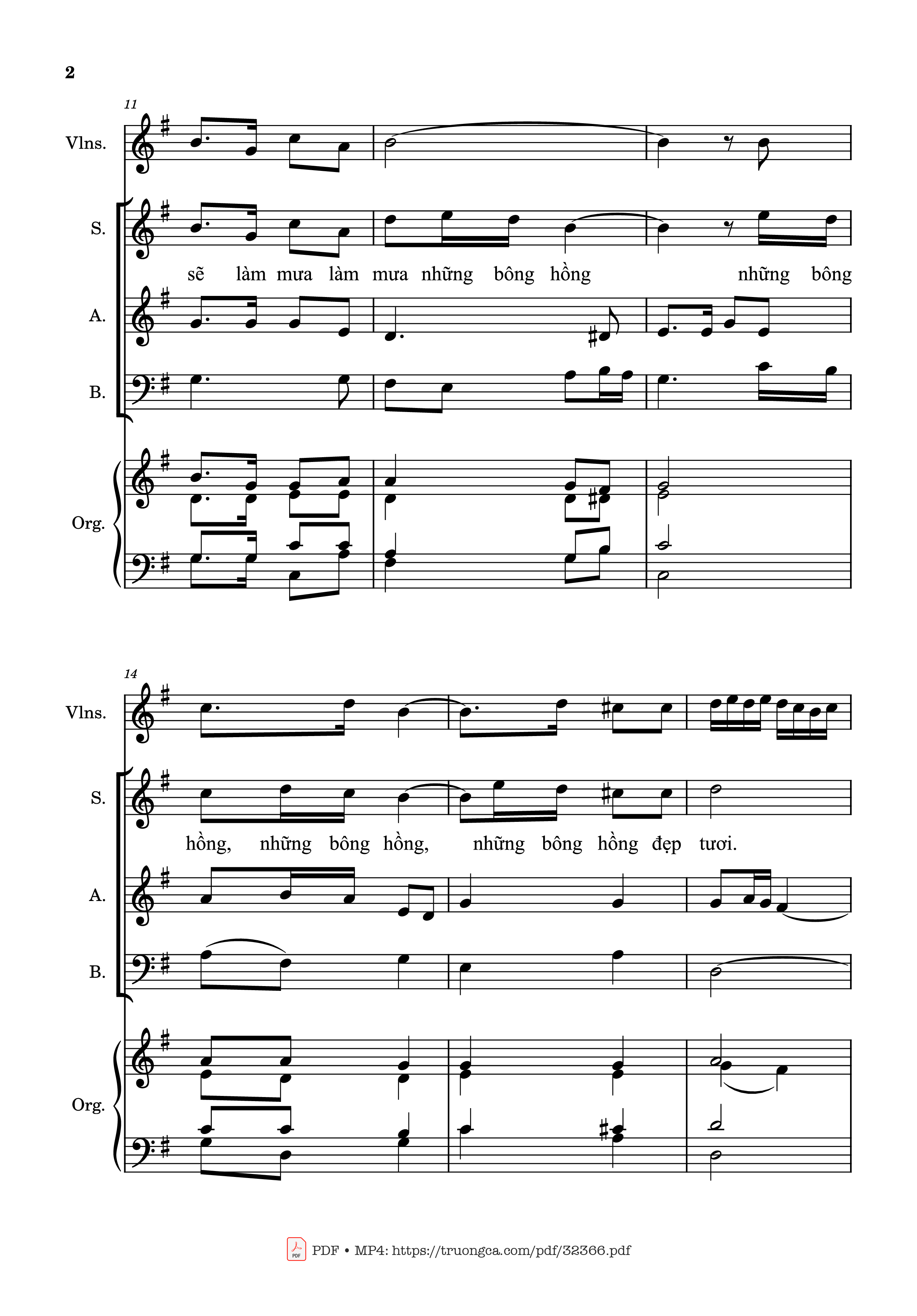 Trang 2 của Sheet nhạc PDF bài hát Mưa Những Bông Hồng (Bè, Đệm Violin, Organ) - Kim Long