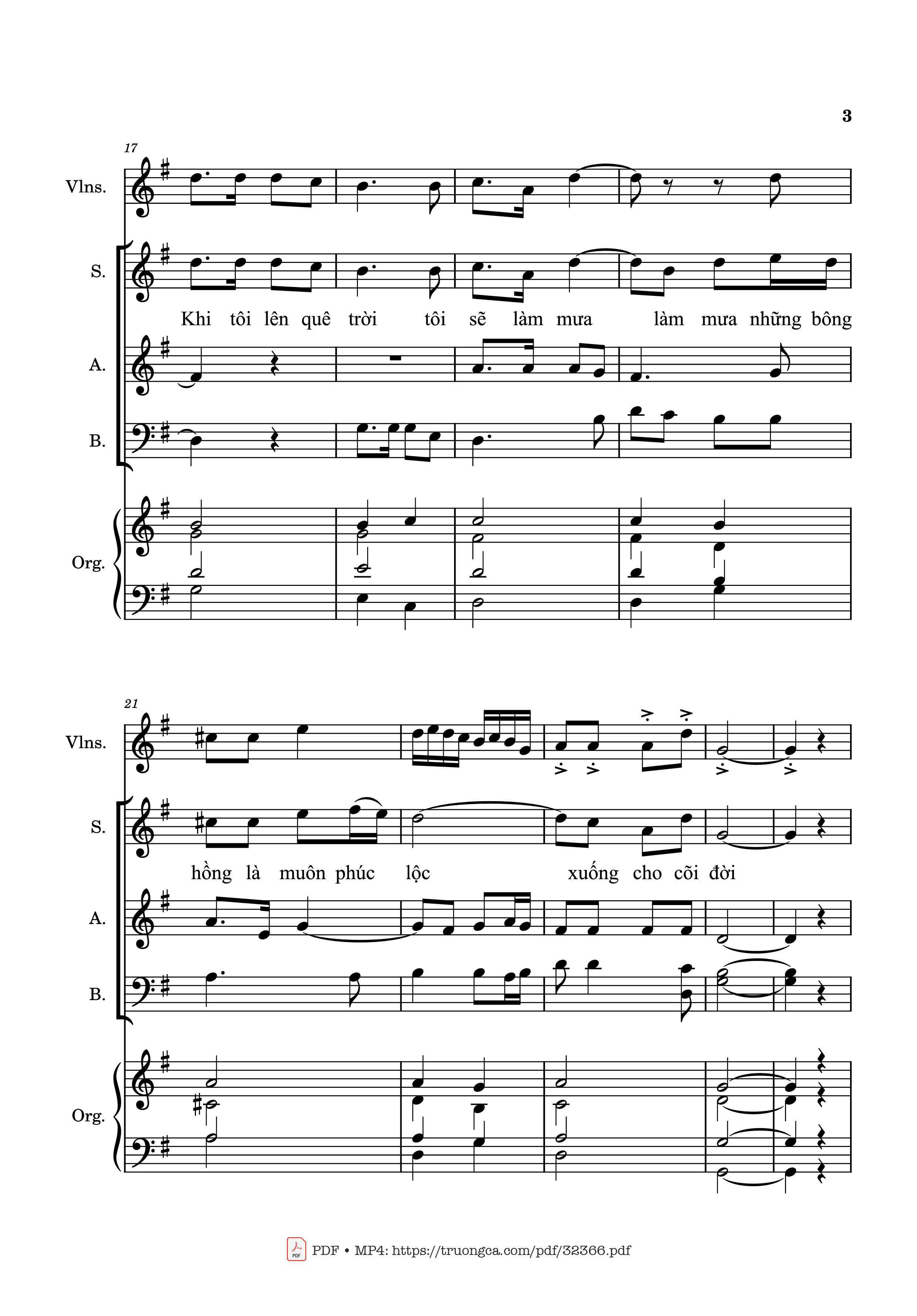 Trang 3 của Sheet nhạc PDF bài hát Mưa Những Bông Hồng (Bè, Đệm Violin, Organ) - Kim Long
