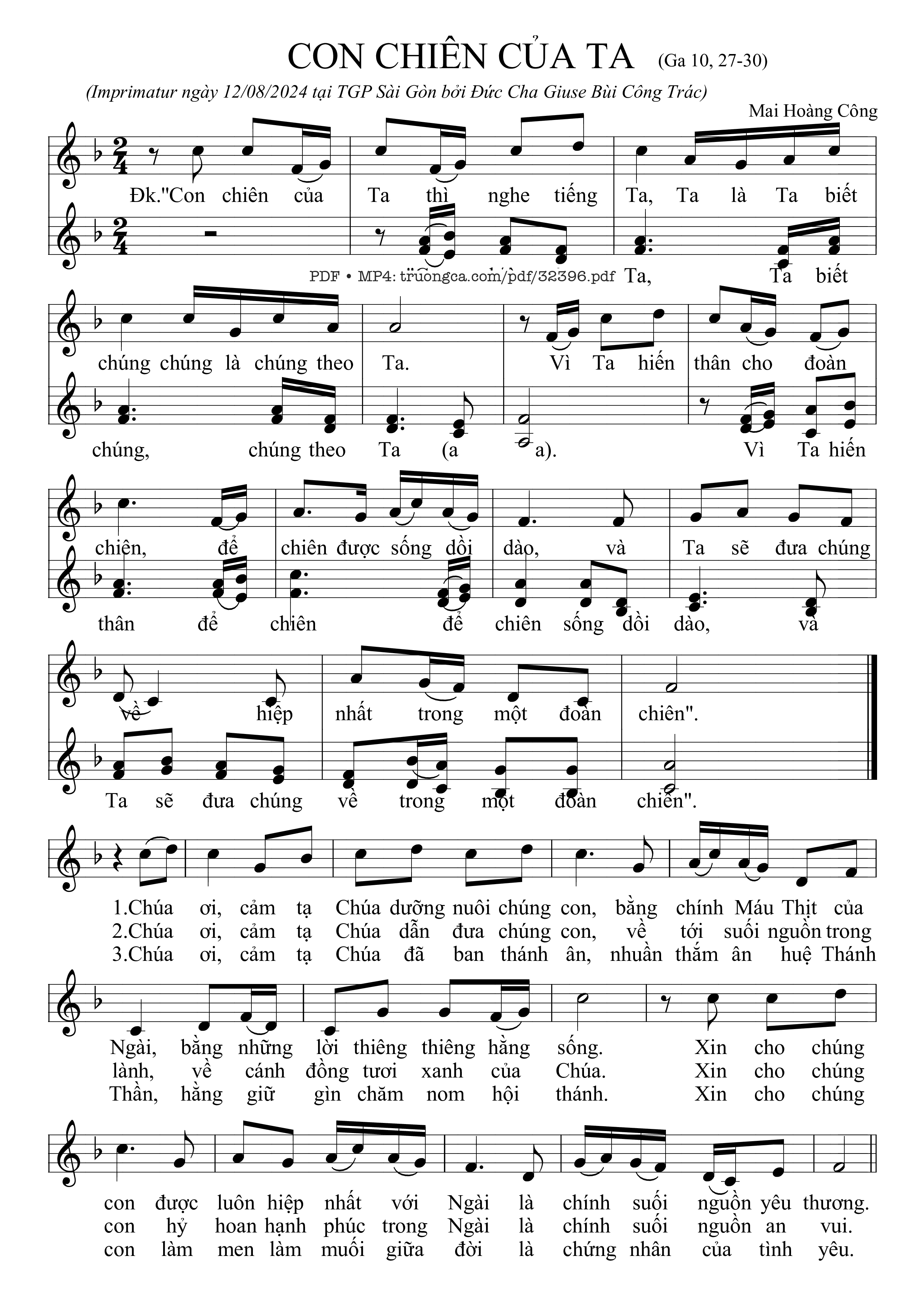 Sheet nhạc PDF bài Con Chiên Của Ta