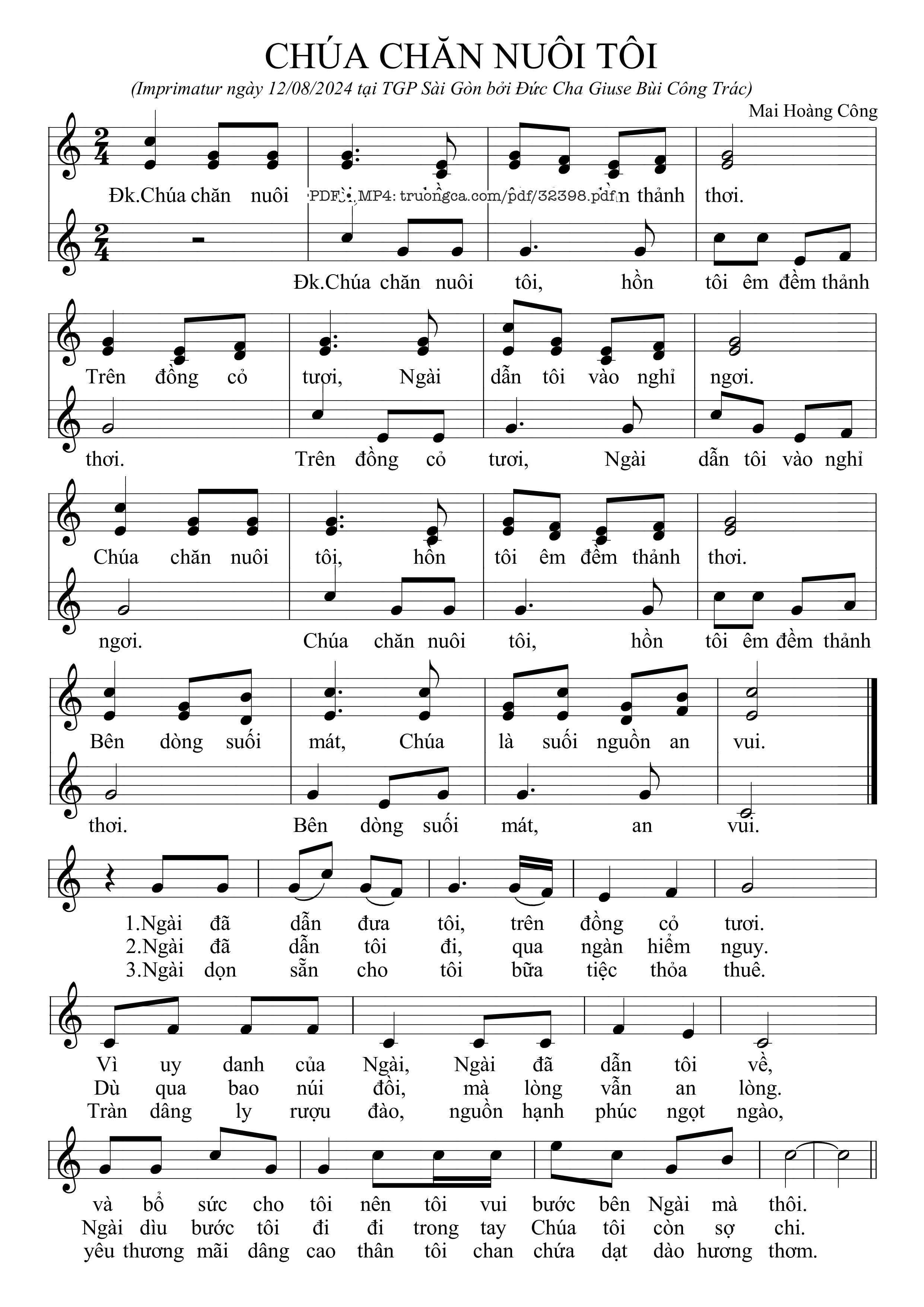 Sheet nhạc PDF bài Chúa Chăn Nuôi Tôi