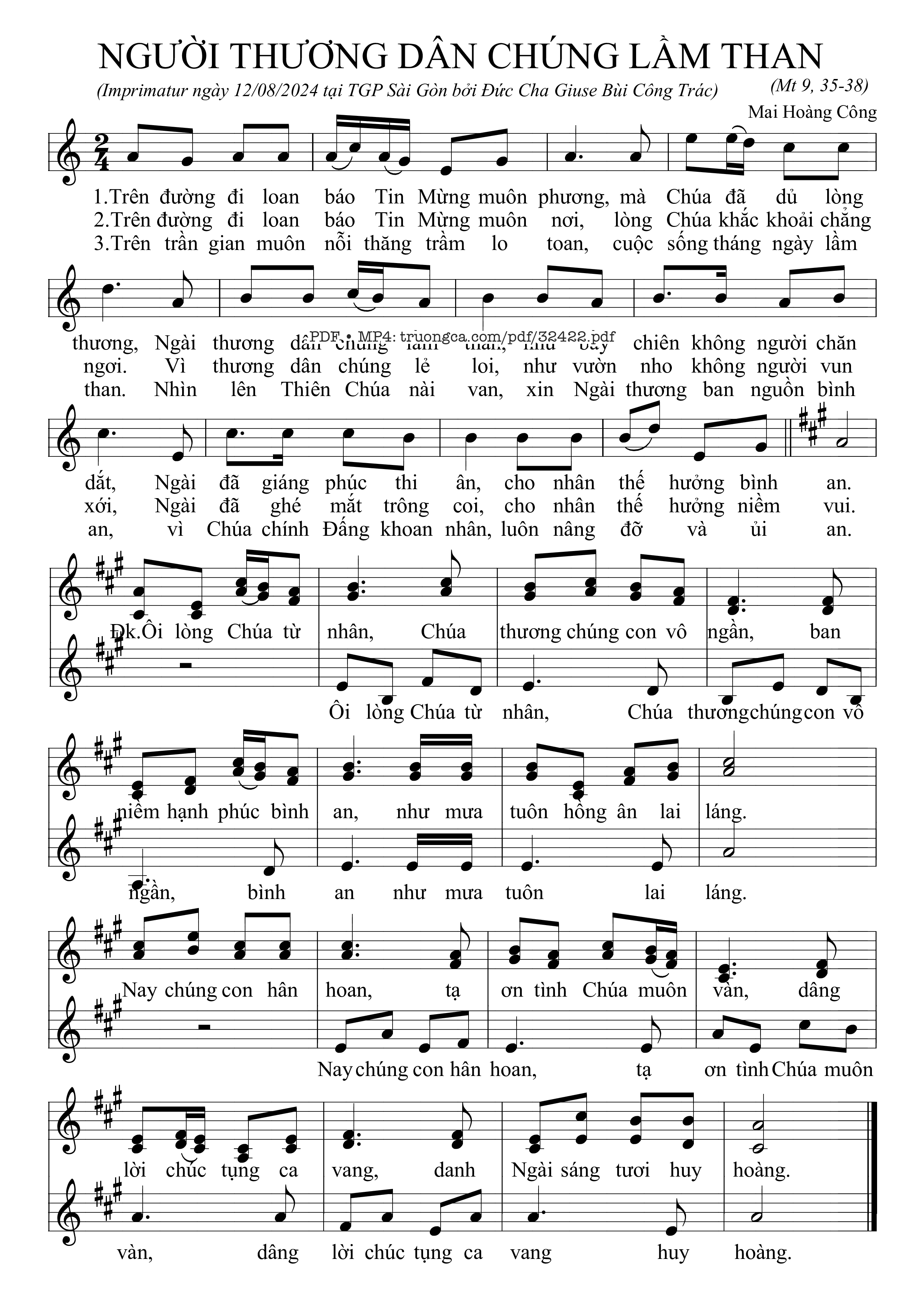 Sheet nhạc PDF bài Người Thương Dân Chúng Lầm Than