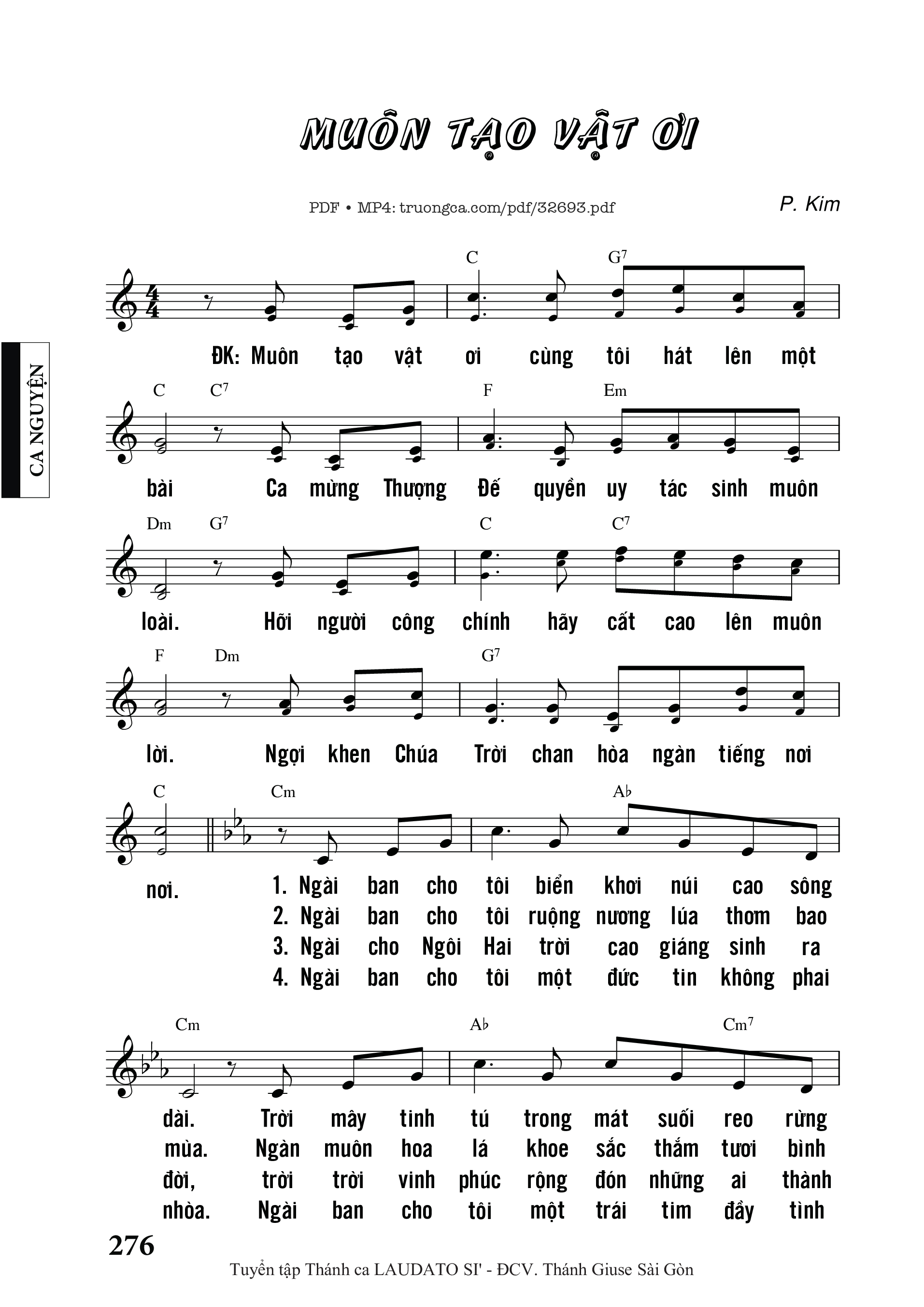 Sheet nhạc PDF bài Muôn Tạo Vật Ơi