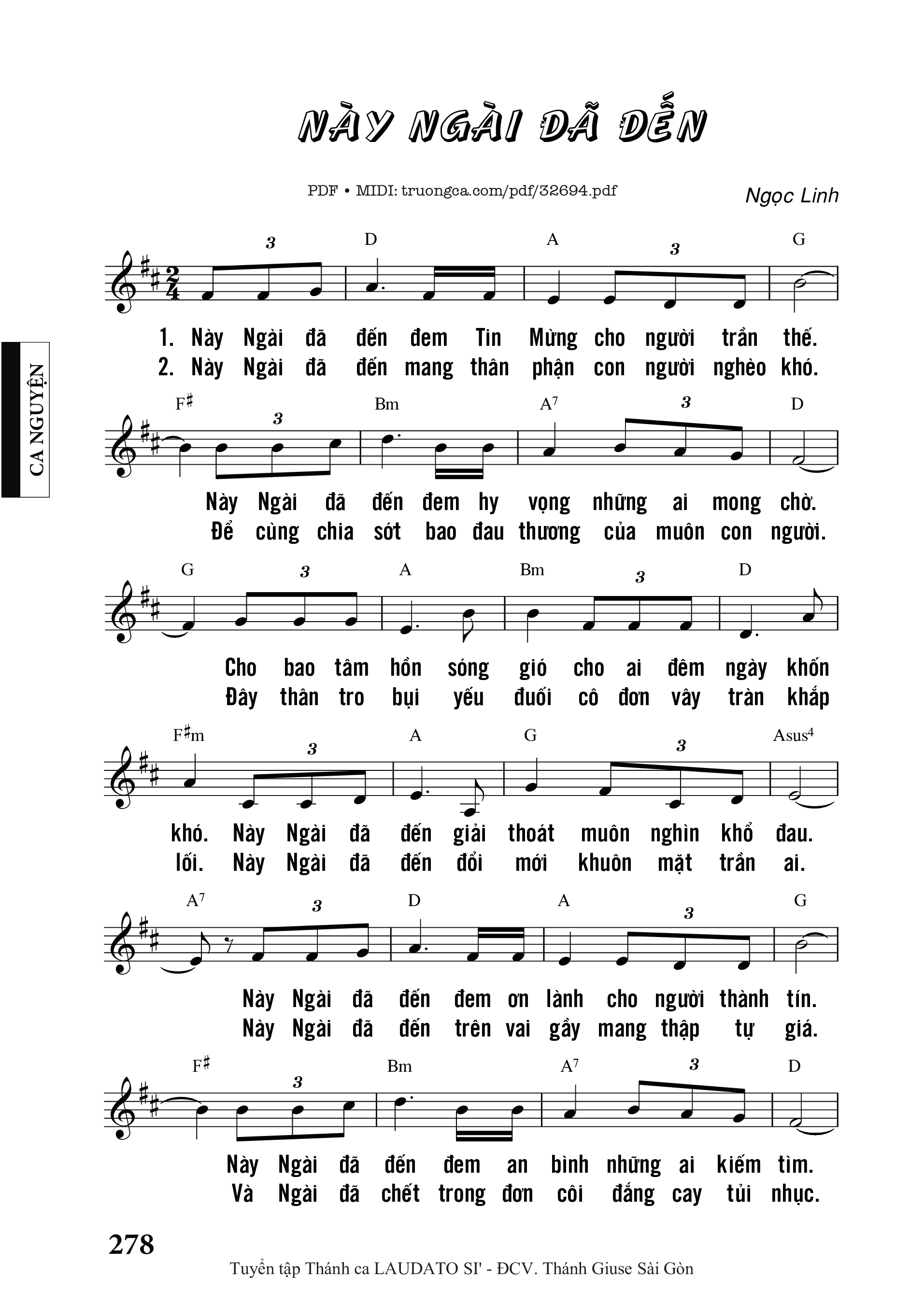 Sheet nhạc PDF bài Này Ngài Đã Đến