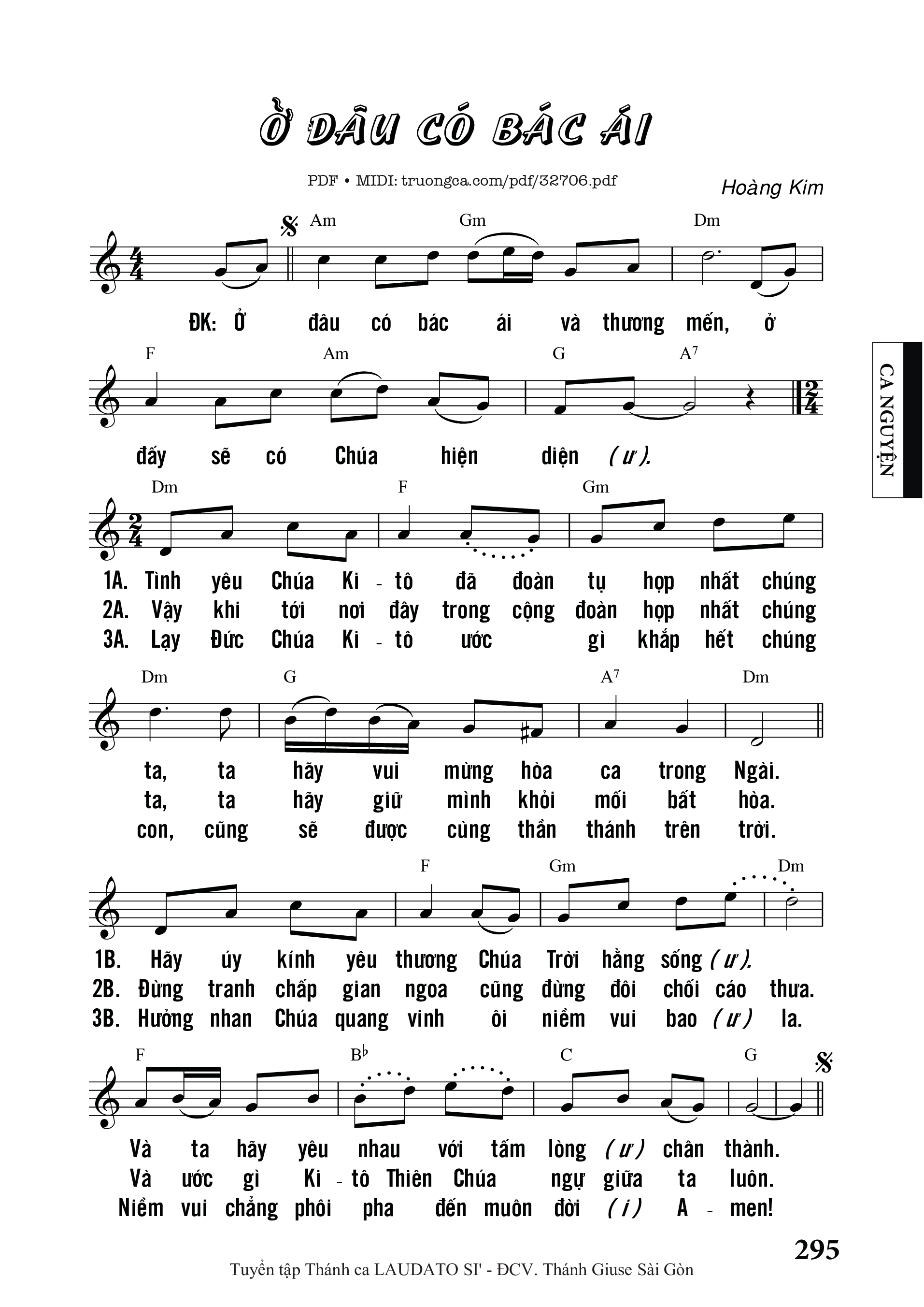 Sheet nhạc PDF bài Ở Đâu Có Bác Ái