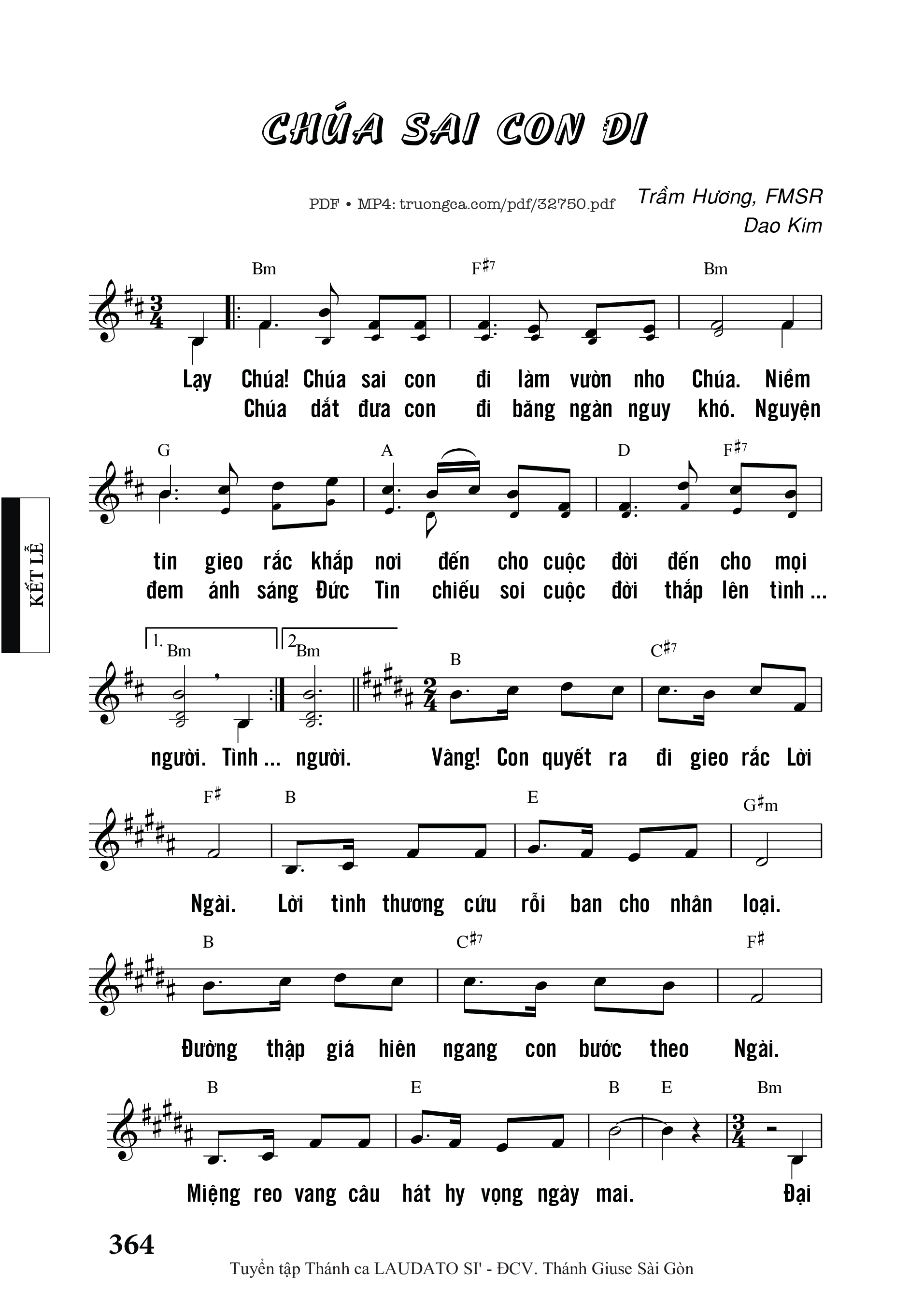 Sheet nhạc PDF bài Chúa Sai Con Đi