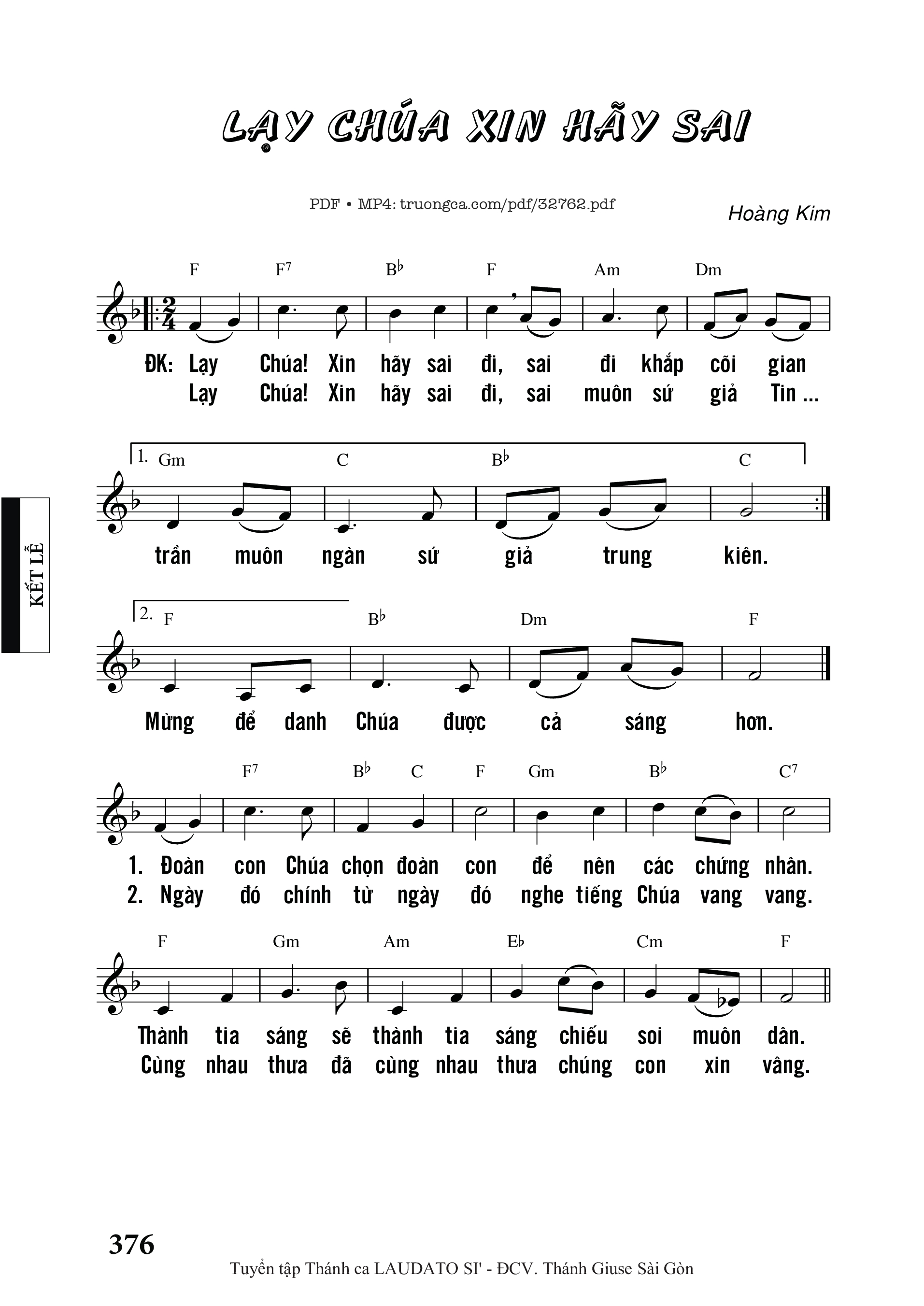 Sheet nhạc PDF bài Lạy Chúa Xin Hãy Sai