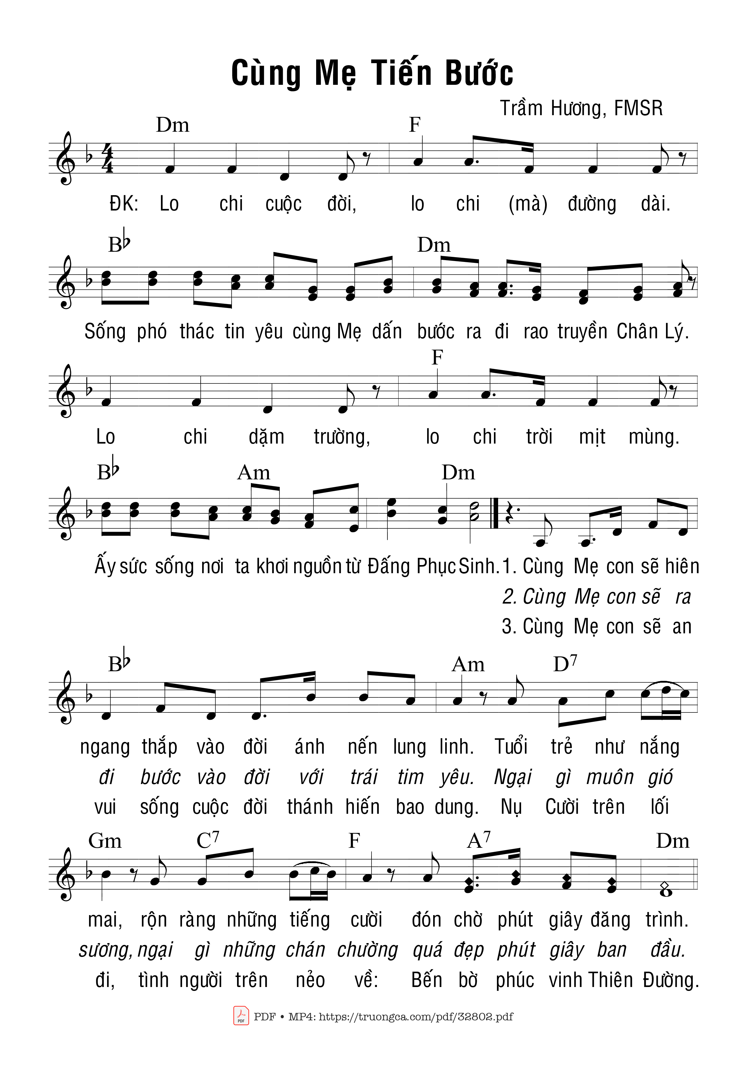 Sheet nhạc PDF bài Cùng Mẹ Tiến Bước