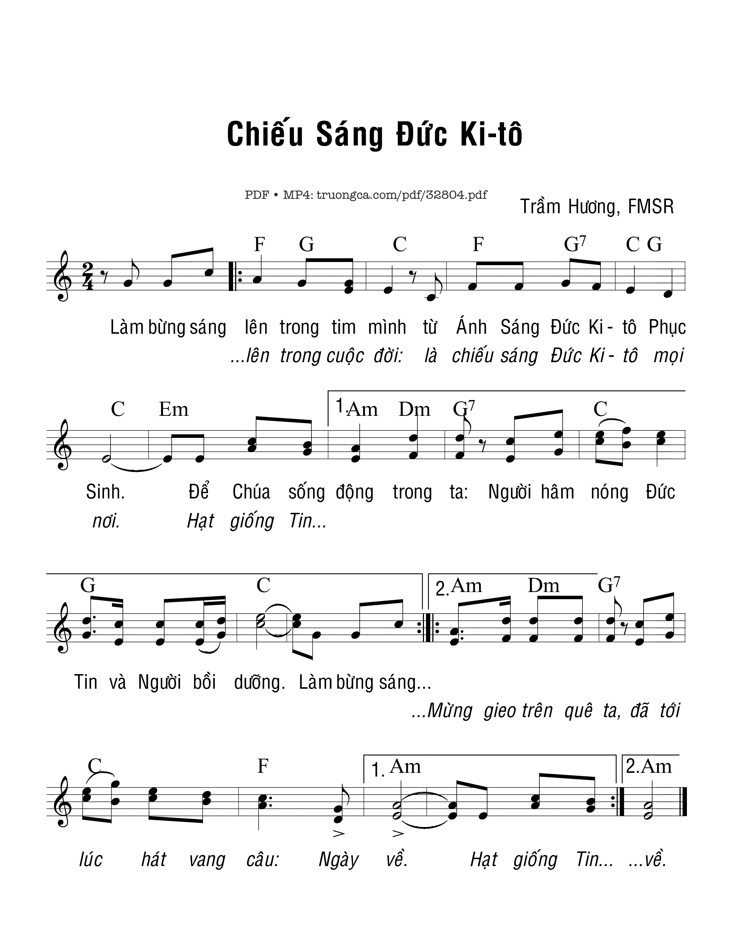Sheet nhạc PDF bài Chiếu Sáng Đức Kitô