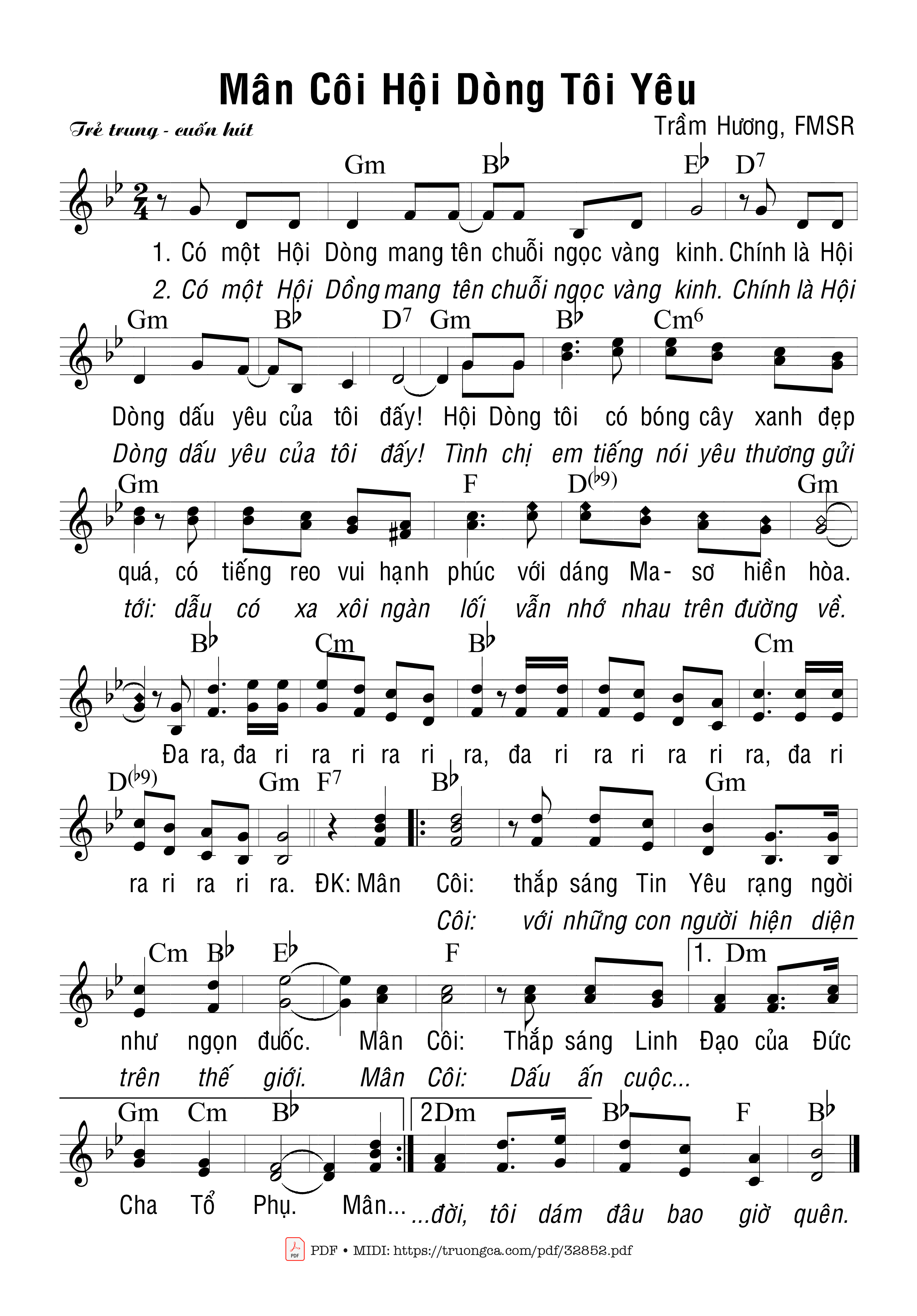 Sheet nhạc PDF bài Mân Côi Hội Dòng Tôi Yêu