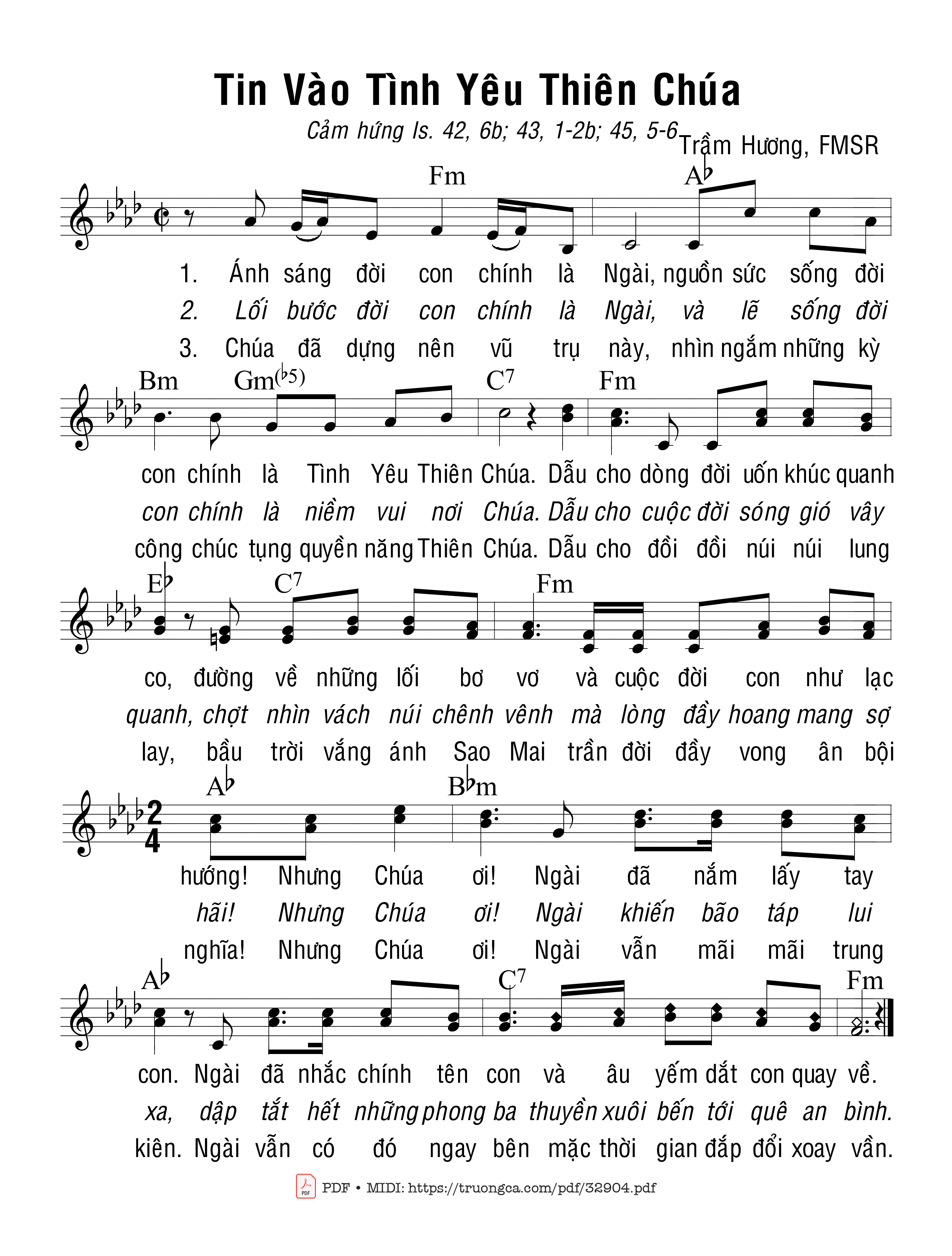 Sheet nhạc PDF bài Tin Vào Tình Yêu Thiên Chúa