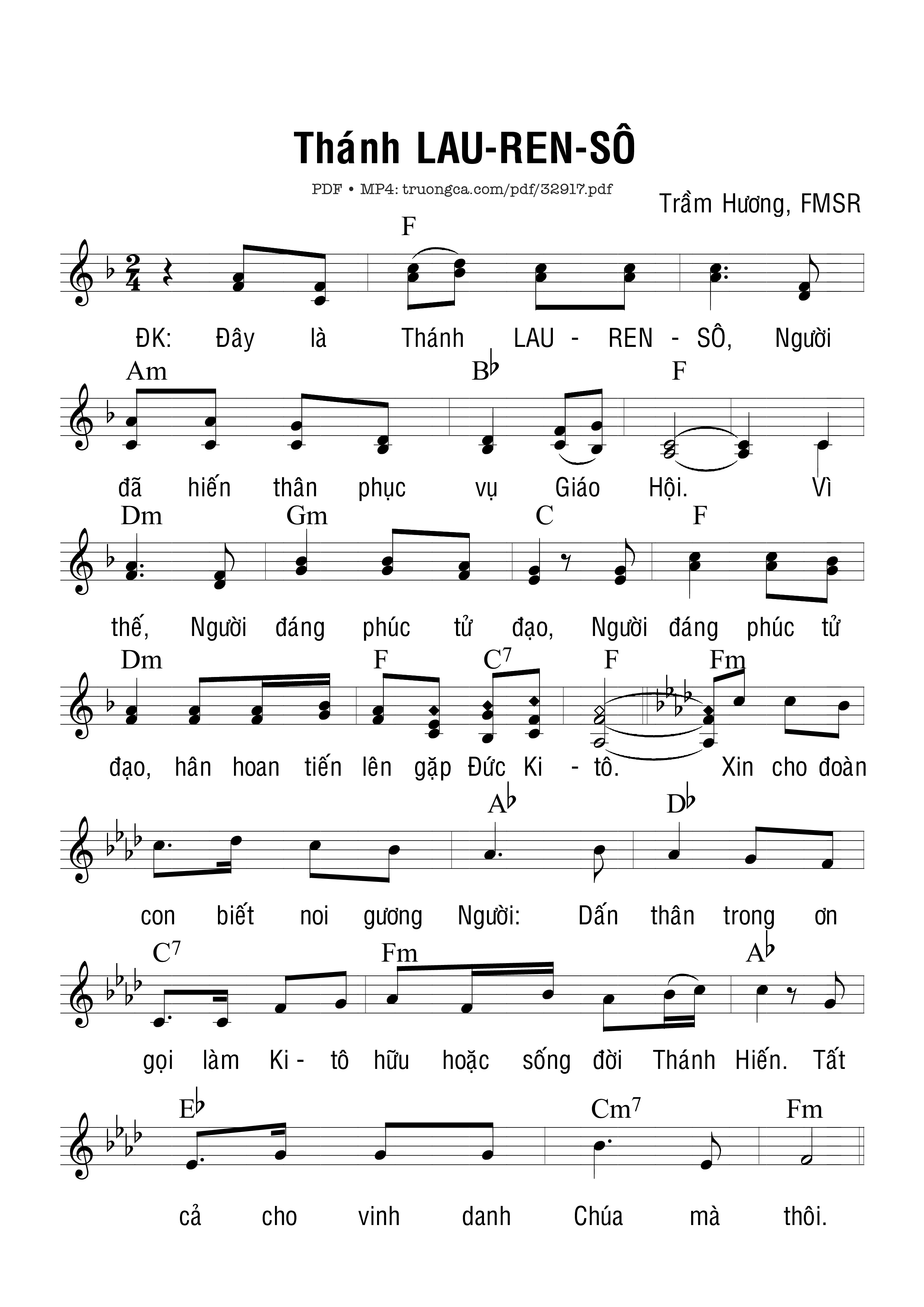Sheet nhạc PDF bài Thánh Lau-Ren-Sô