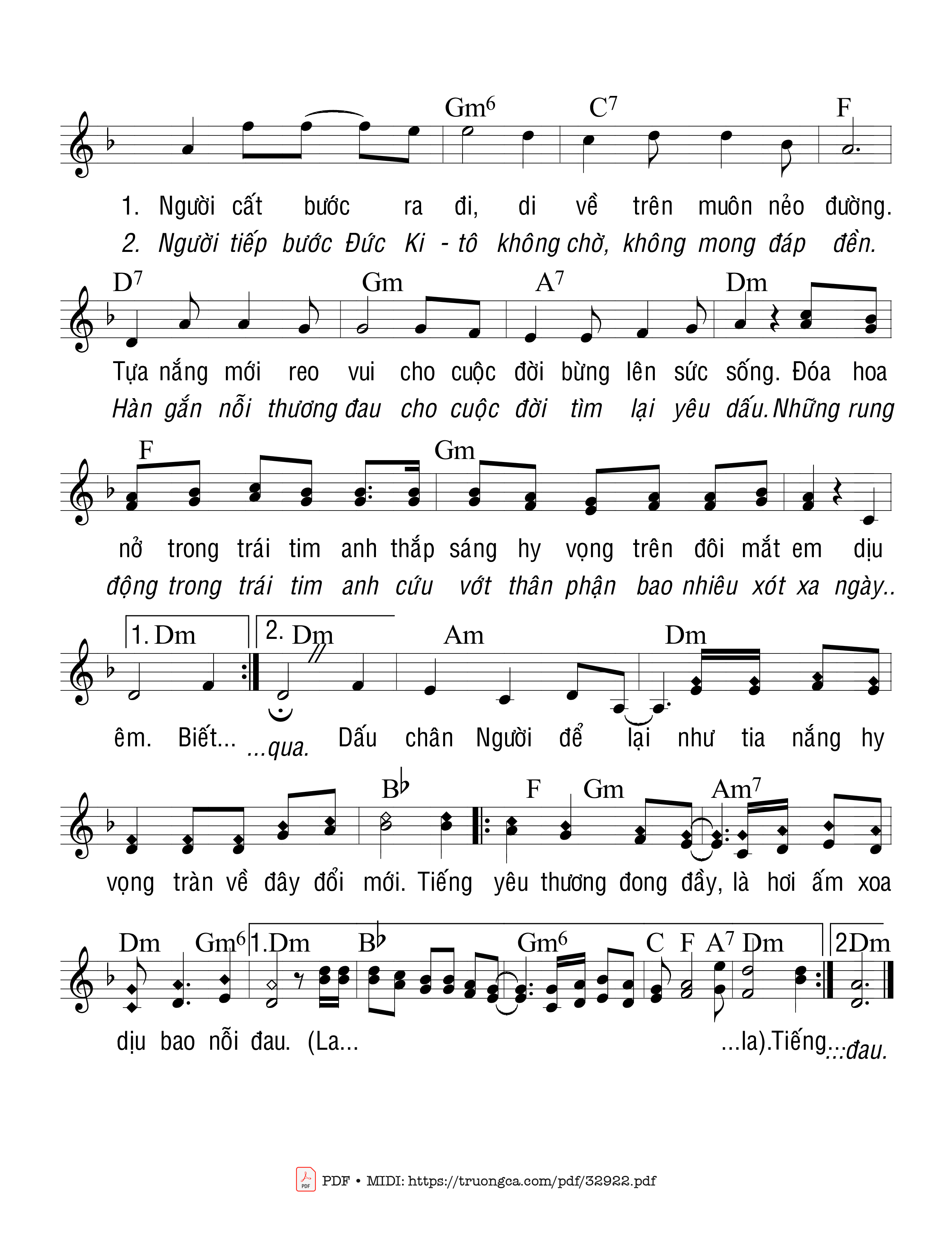 Trang 2 của Sheet nhạc PDF bài hát Trái Tim Người Lương Y - Trầm Hương