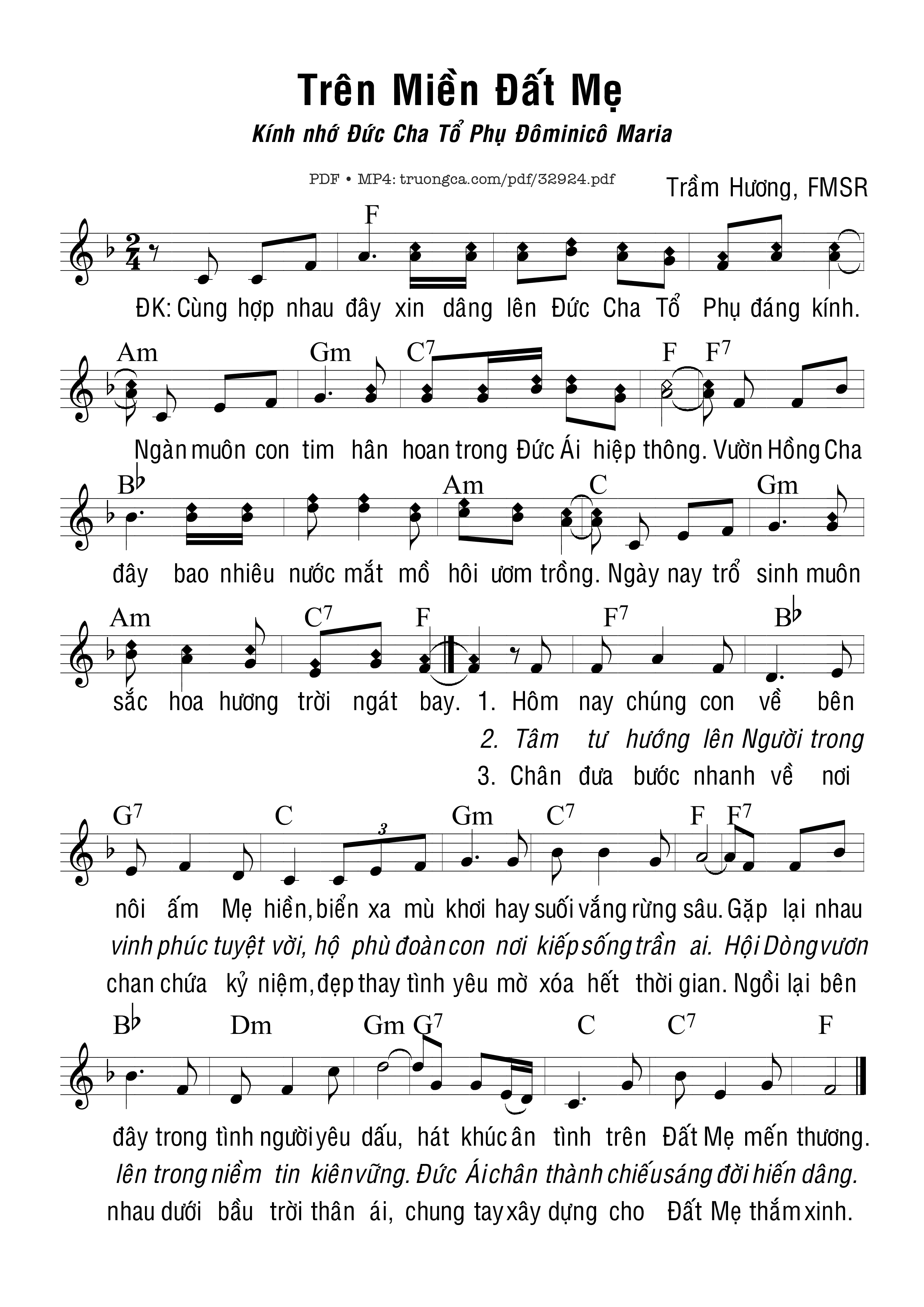 Sheet nhạc PDF bài Trên Miền Đất Mẹ