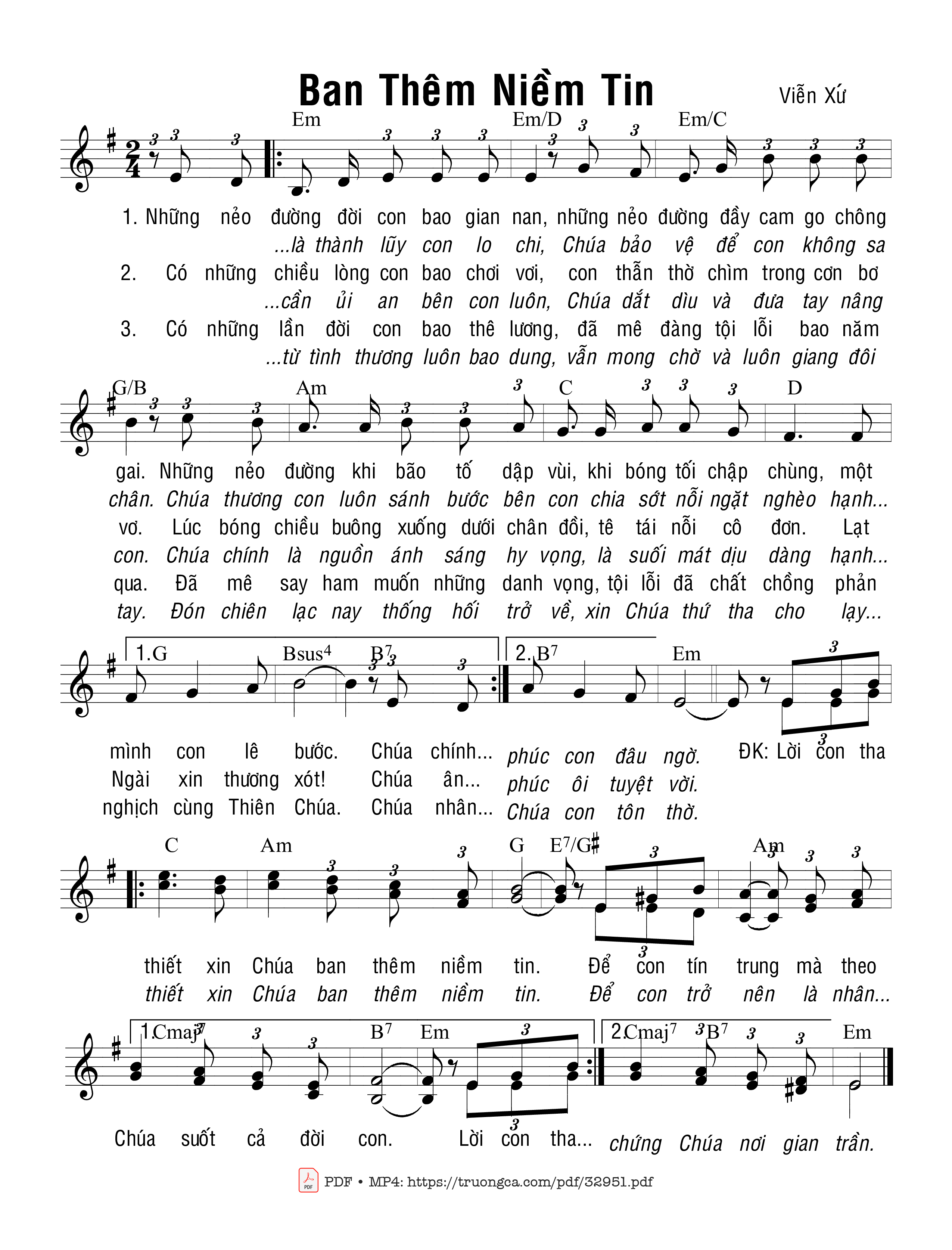 Sheet nhạc PDF bài Ban Thêm Niềm Tin