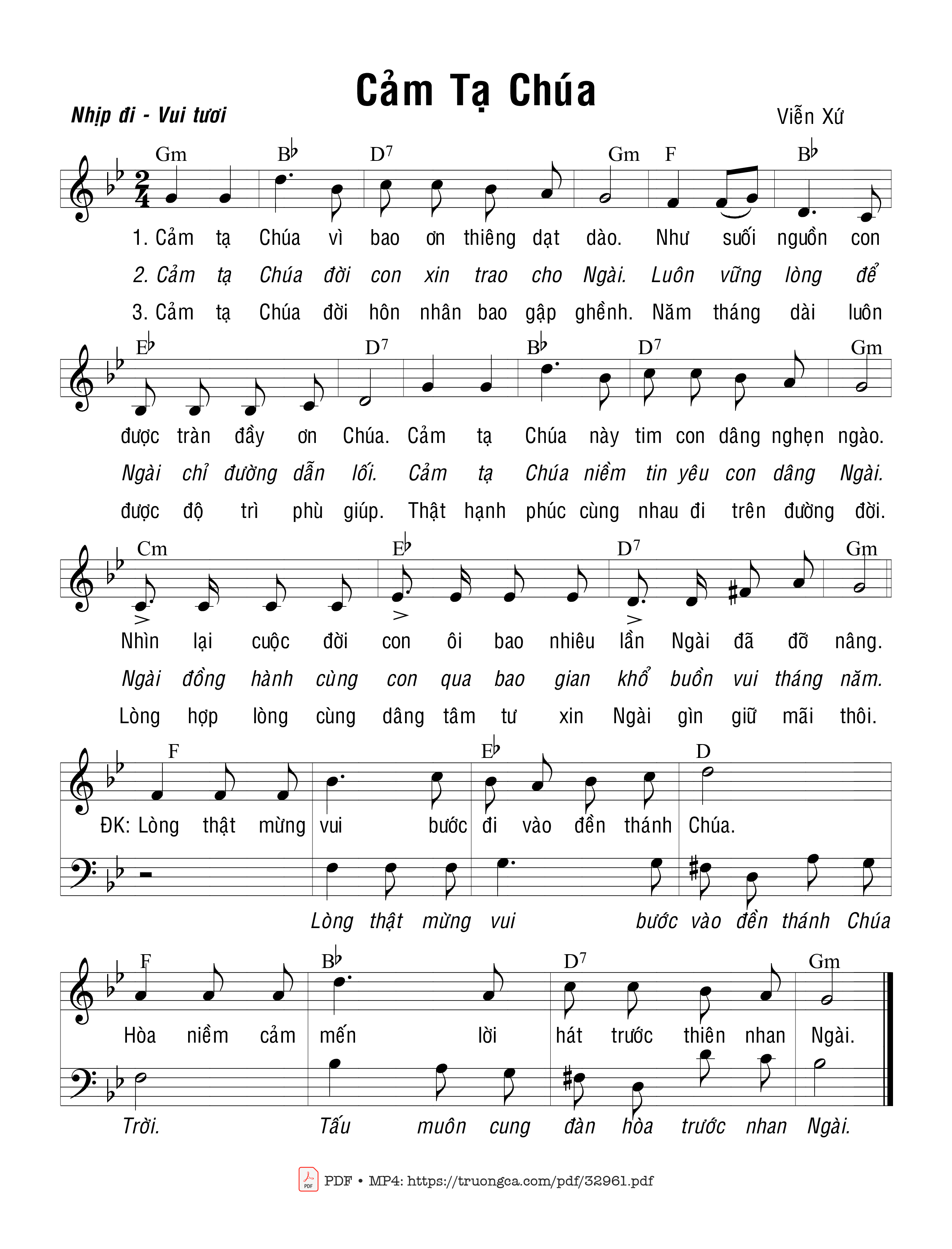 Trang 1 của Sheet nhạc PDF bài hát Cảm Tạ Chúa - Viễn Xứ