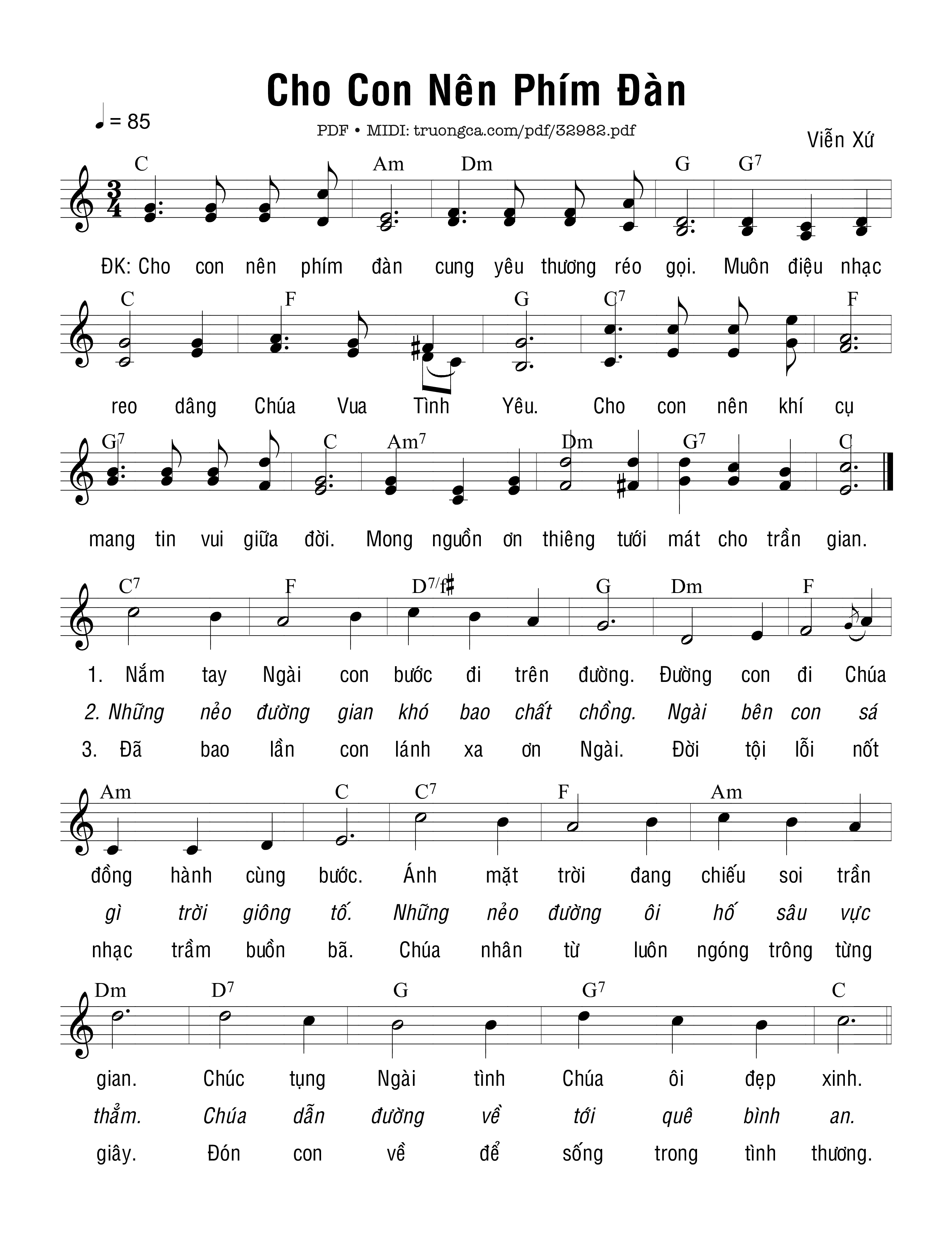 Sheet nhạc PDF bài Cho Con Nên Phím Đàn