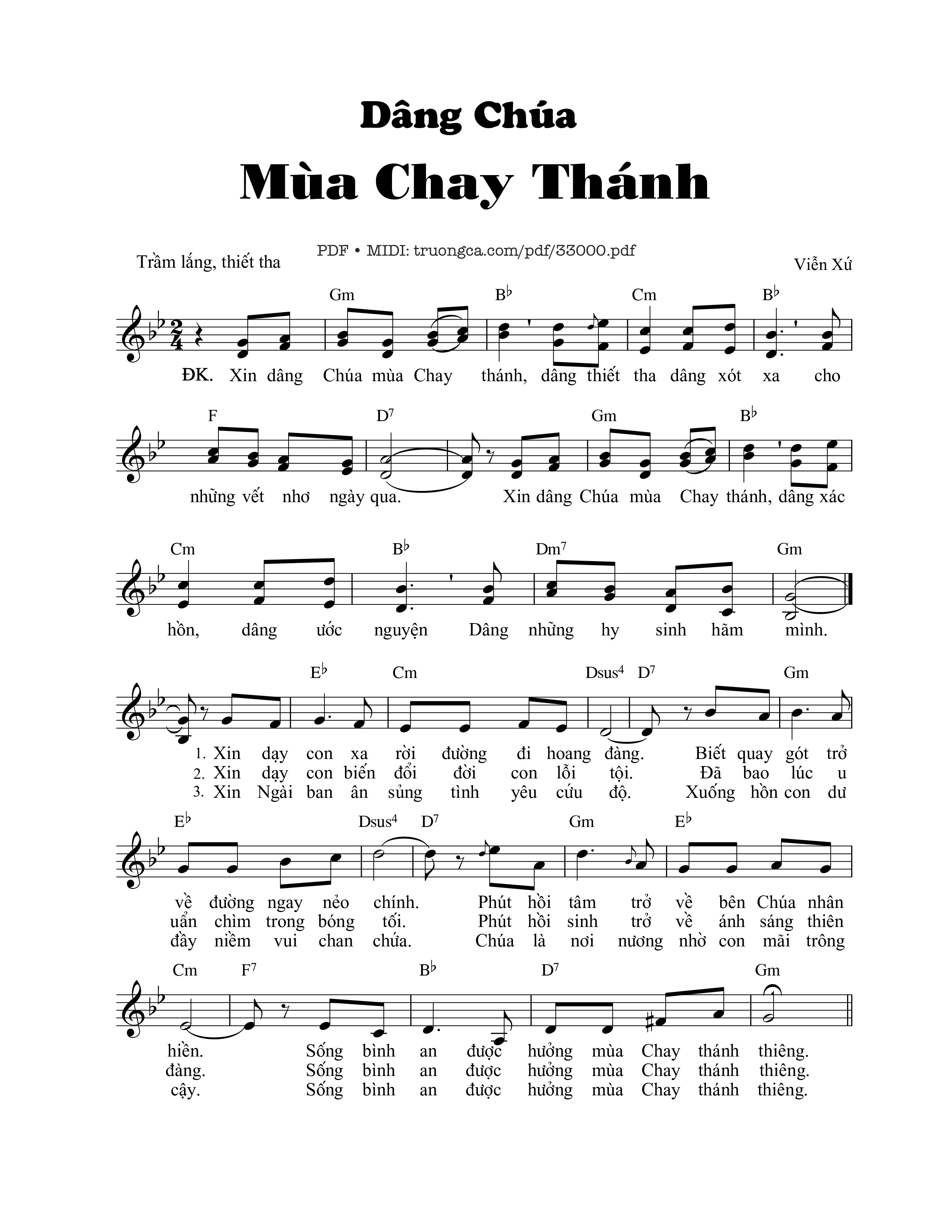 Sheet nhạc PDF bài Dâng Chúa Mùa Chay Thánh