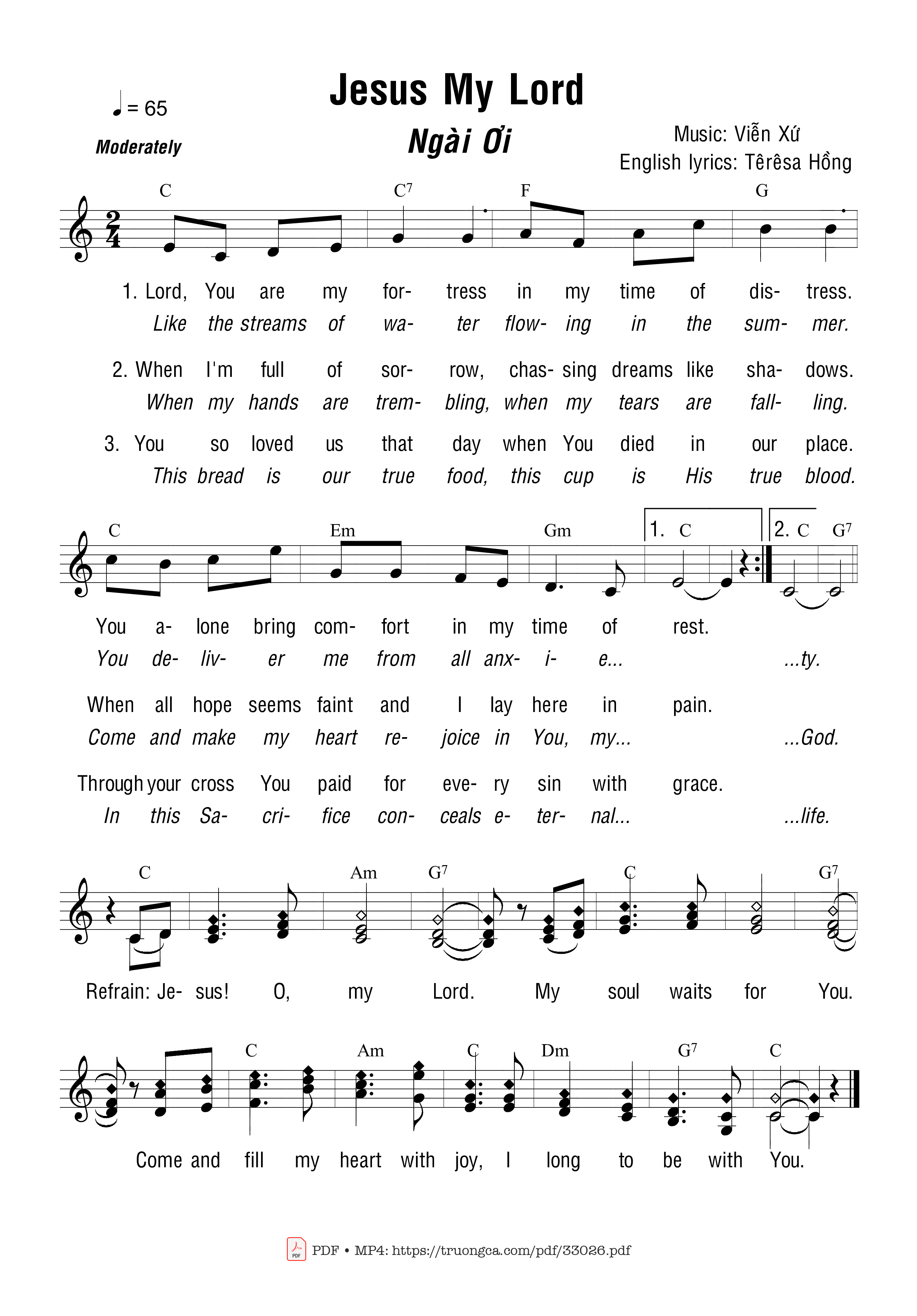 Sheet nhạc PDF bài Jesus My Lord (Ngài Ơi)