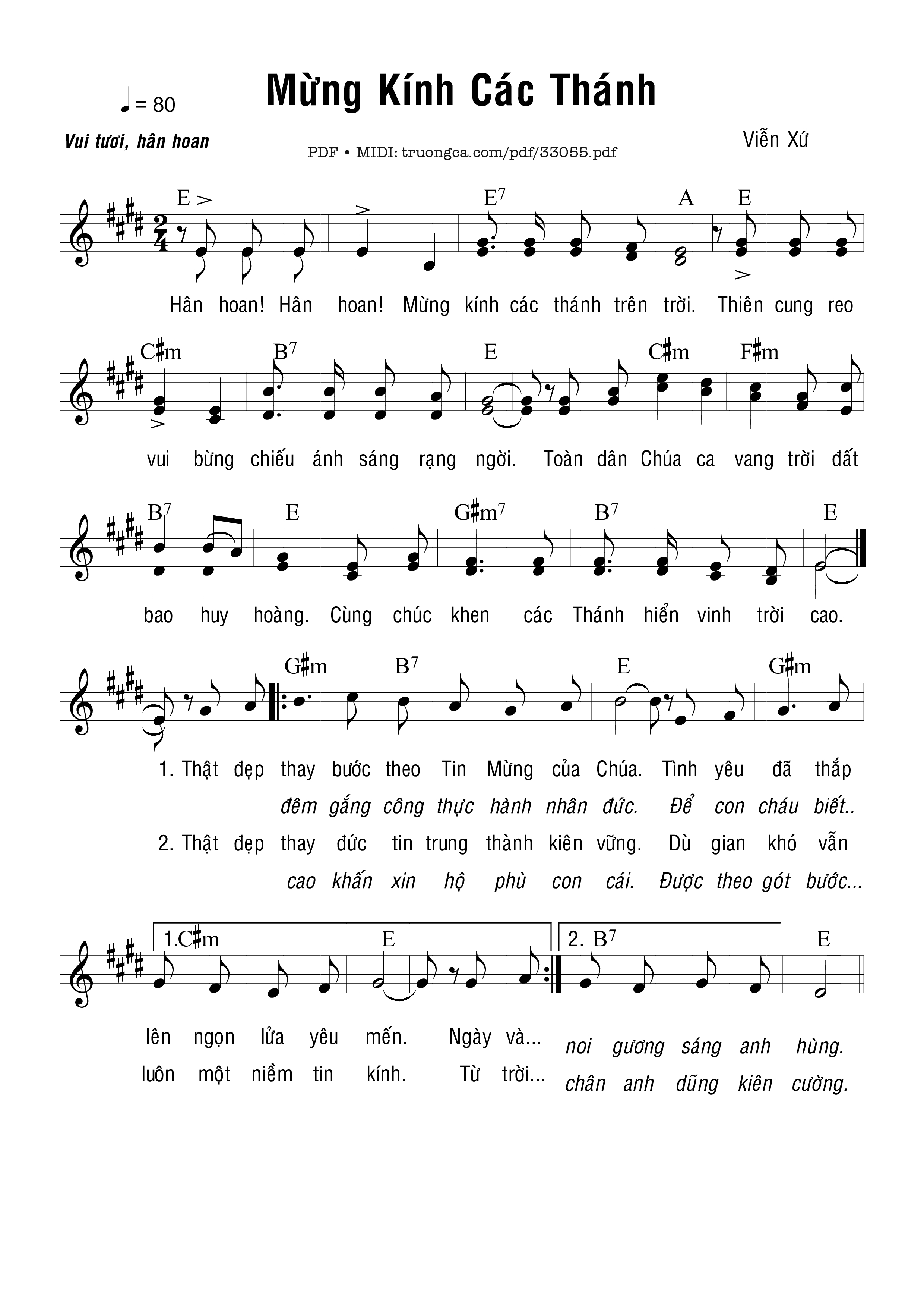 Trang 1 của Sheet nhạc PDF bài hát Mừng Kính Các Thánh - Viễn Xứ