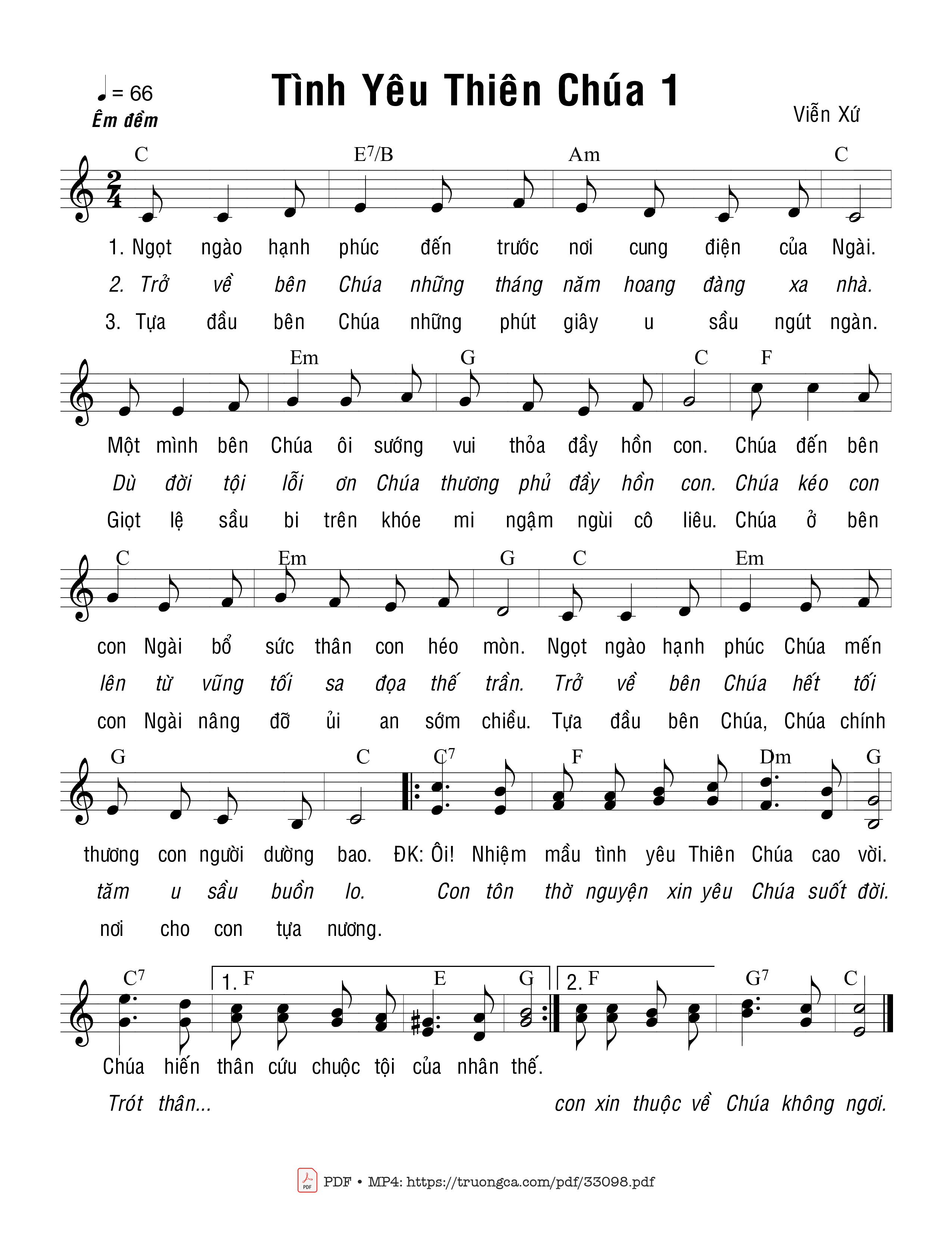 Sheet nhạc PDF bài Tình Yêu Thiên Chúa 1