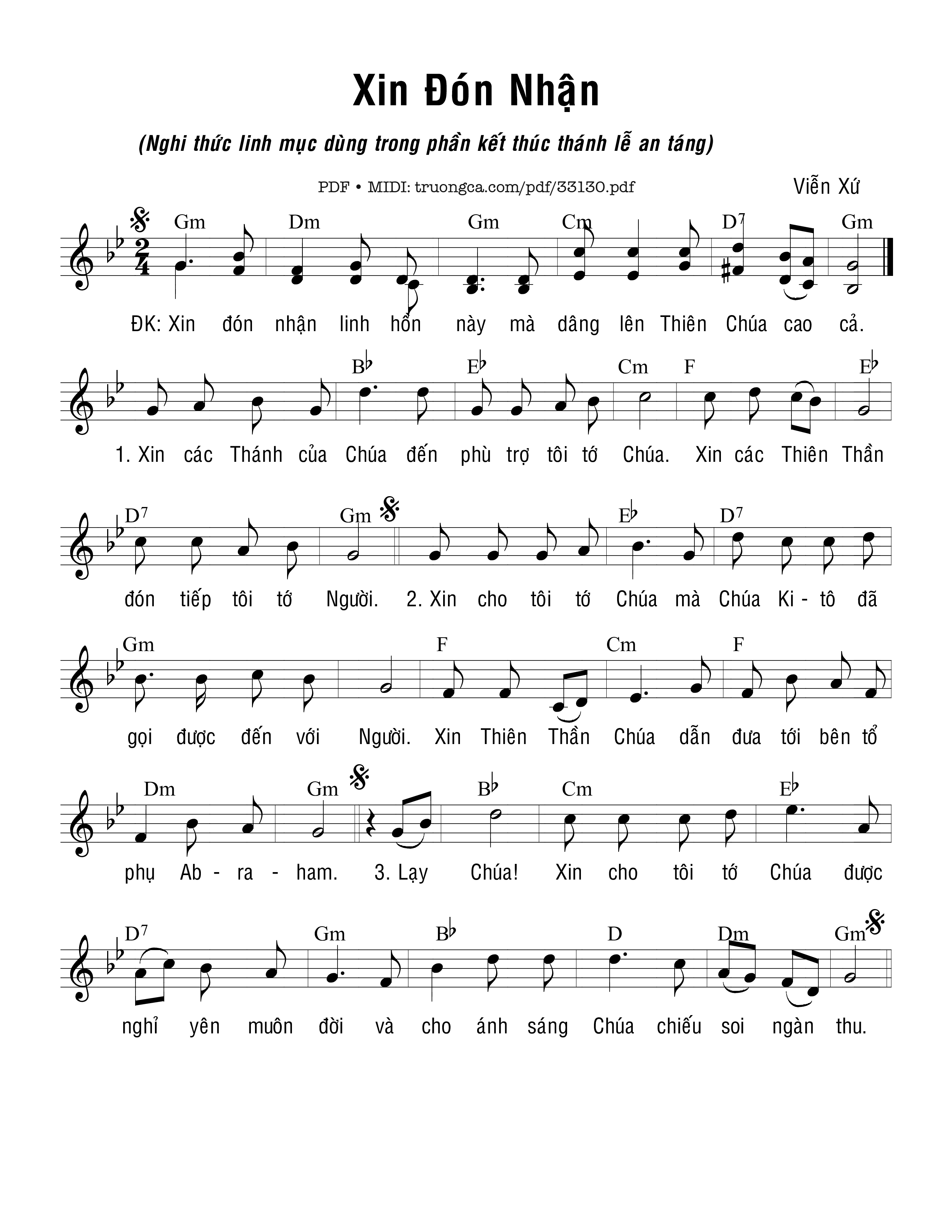 Trang 1 của Sheet nhạc PDF bài hát Xin Đón Nhận - Viễn Xứ