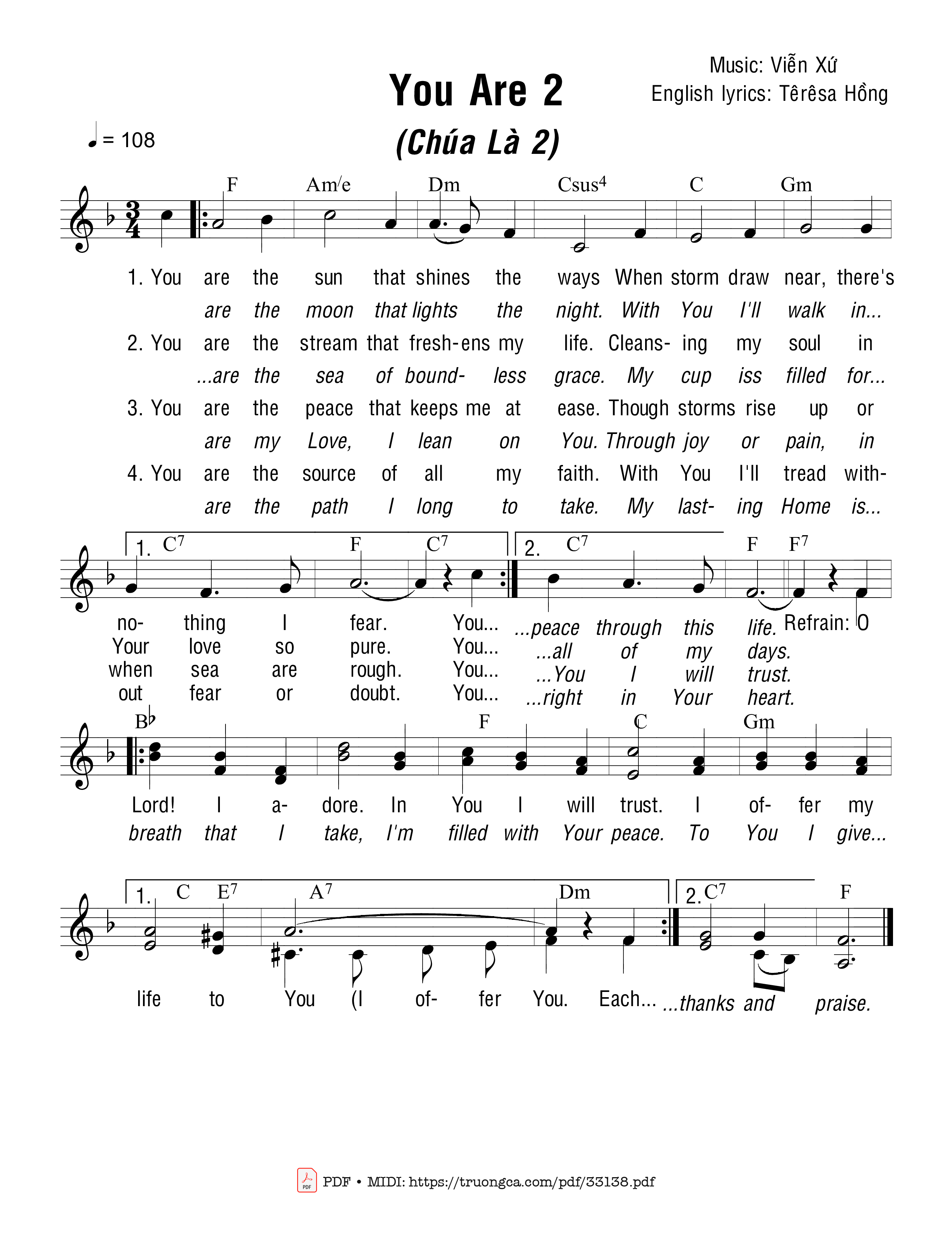 Sheet nhạc PDF bài You Are (Chúa Là 2)