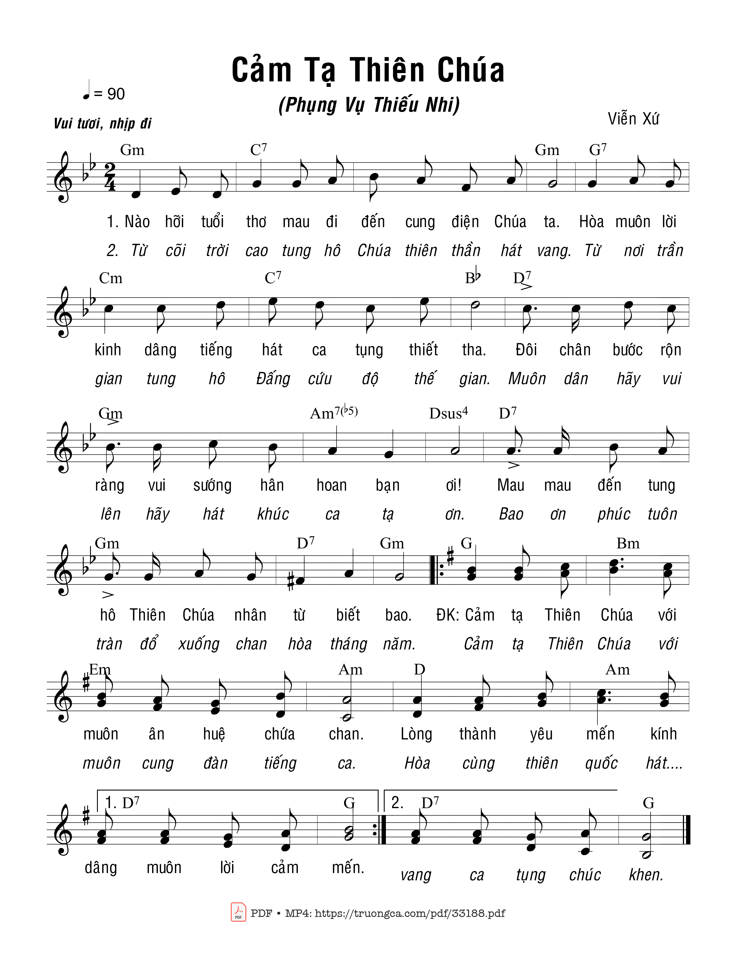 Sheet nhạc PDF bài Cảm Tạ Thiên Chúa