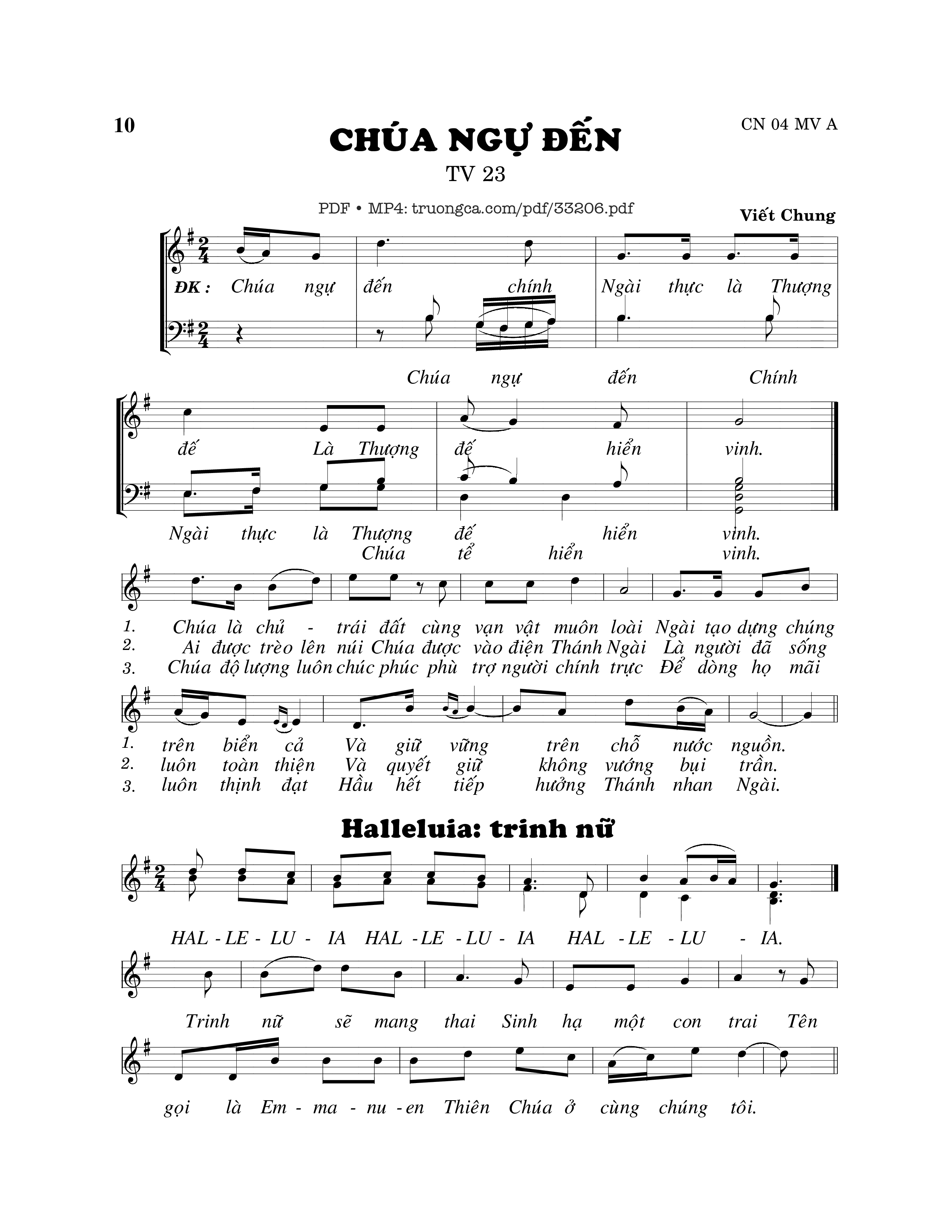 Sheet nhạc PDF bài Thánh Vịnh 23, Chúa Ngự Đến