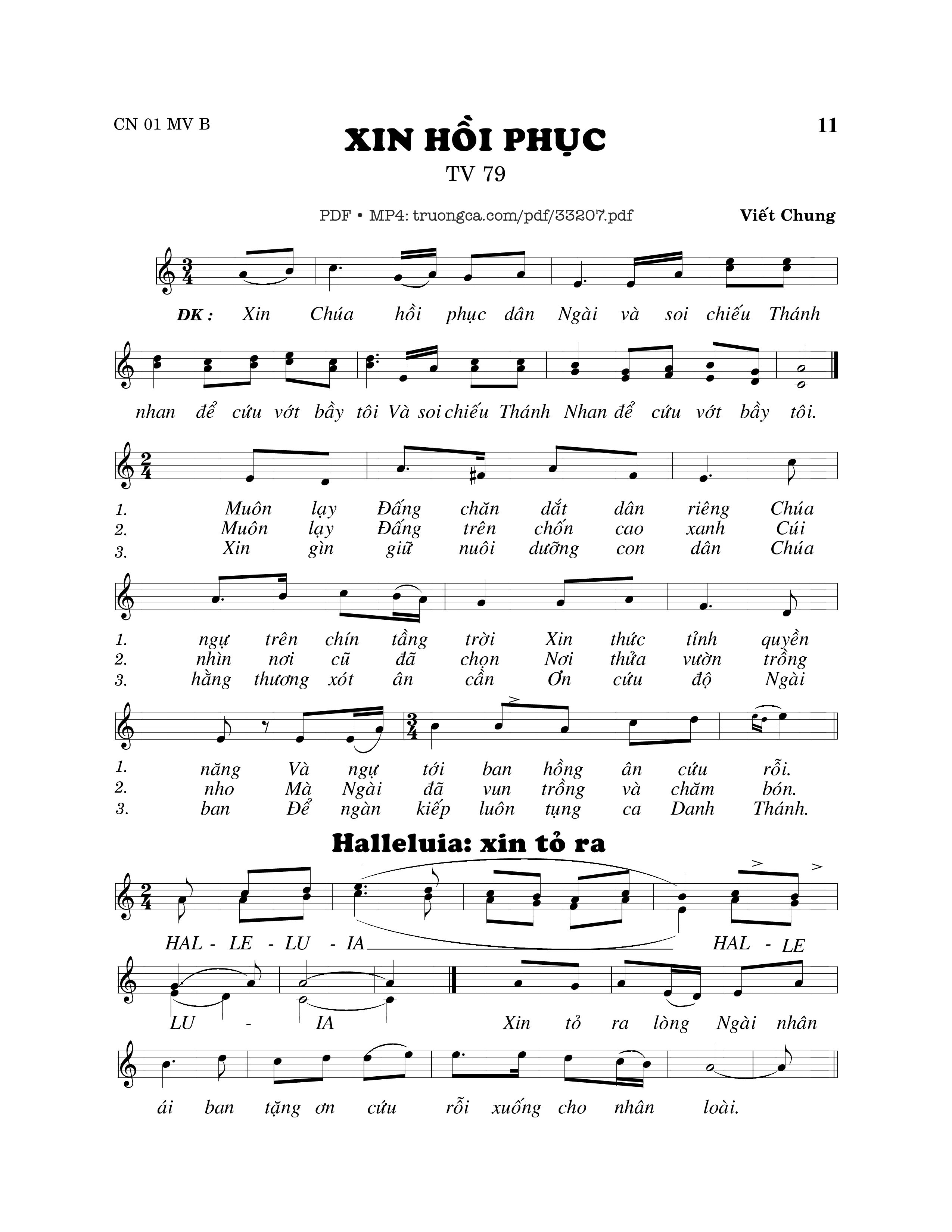 Sheet nhạc PDF bài Thánh Vịnh 79, Xin Hồi Phục